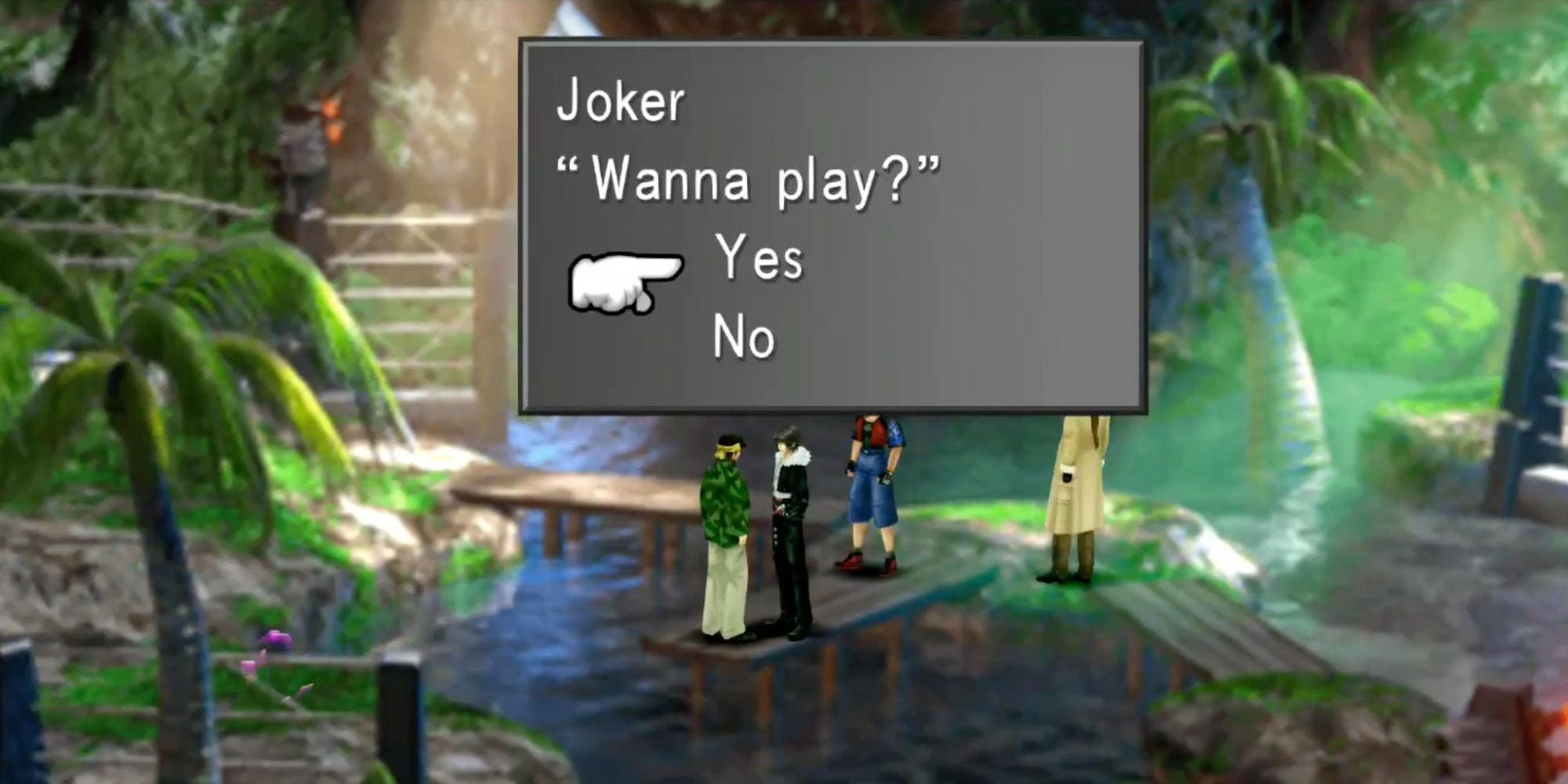 Squall challenges Card Club member Joker.