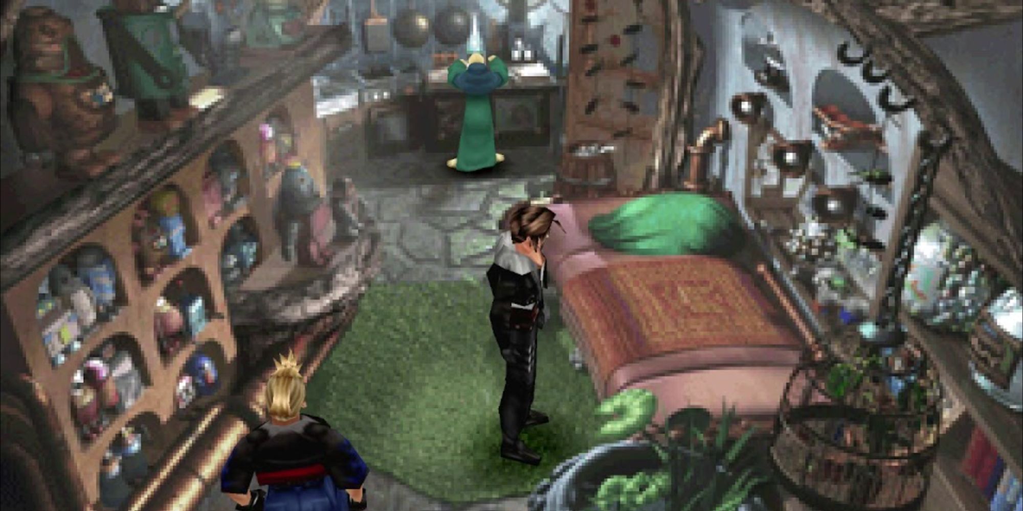 Squall stands in Shumi Village in Final Fantasy 8.