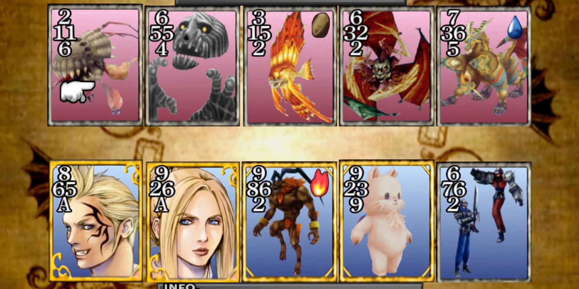 The victory screen for a Triple Triad game in Final Fantasy 8.