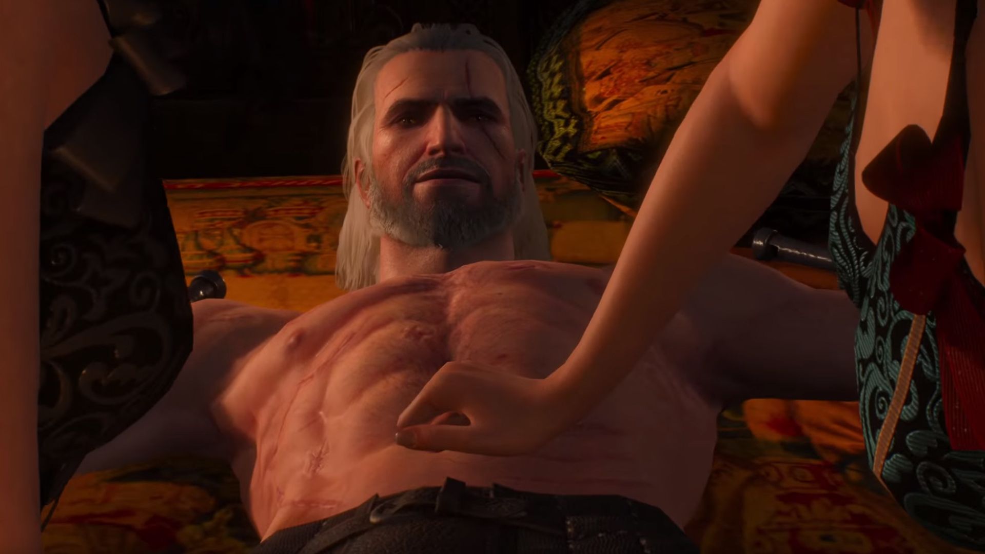 Geralt chained to bed Yennefer Triss trick seduce romance The Witcher 3 PCGamesN