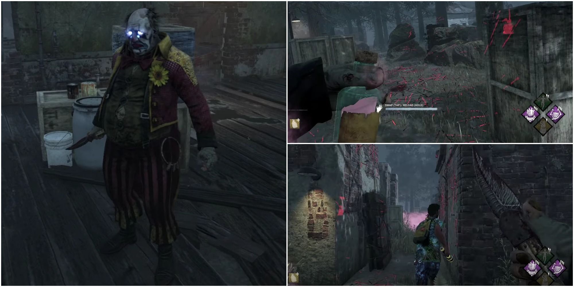 Dead By Daylight: Clown Killer Model, Reloading Bottles And Chasing A Survivor Towards Gas