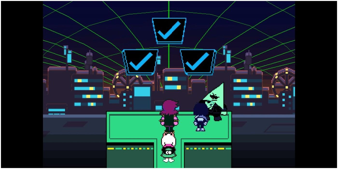Giving All Three Blue Checkmarks to Hacker In the Cyber City Area of Deltarune Chapter 2