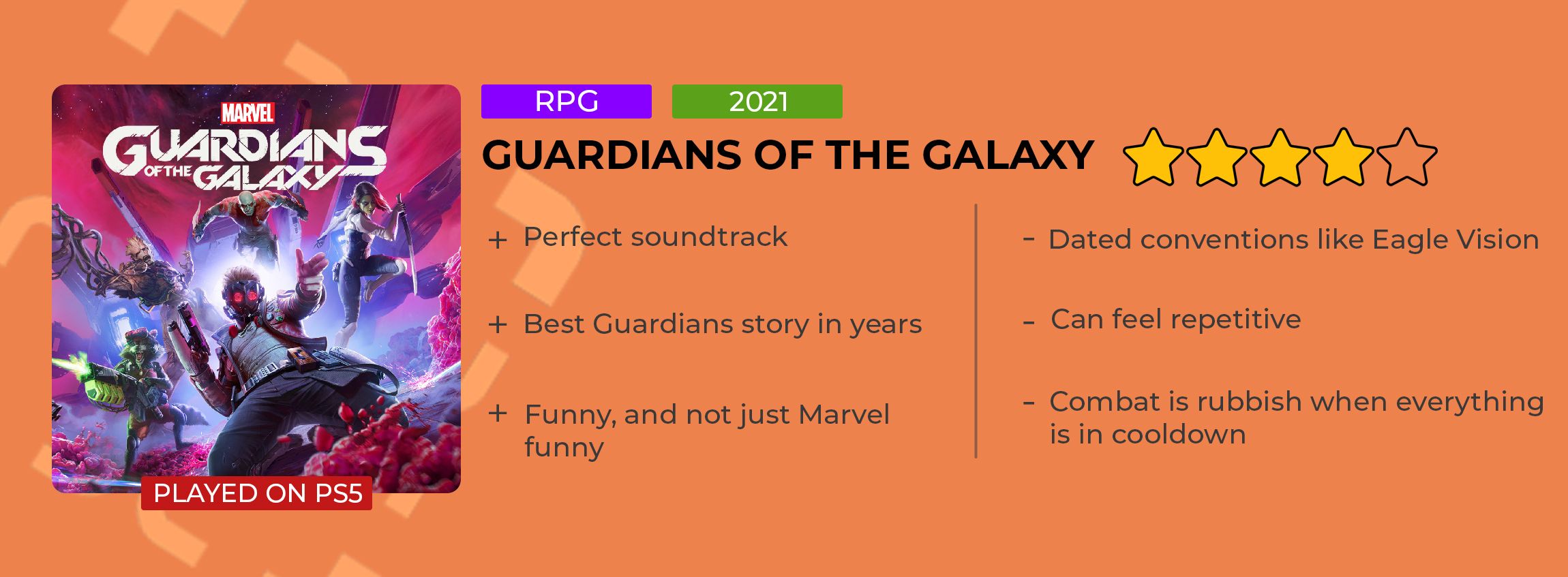 Guardians of the Galaxy Review Card