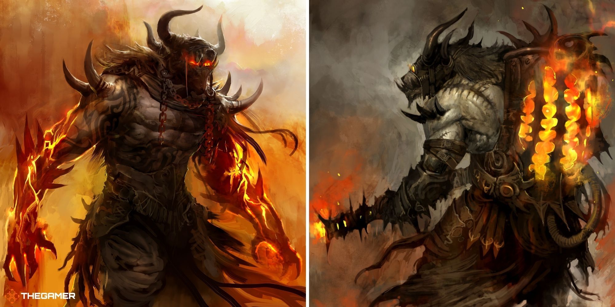 Guild Wars 2 - Official Art of Charr using flame magic