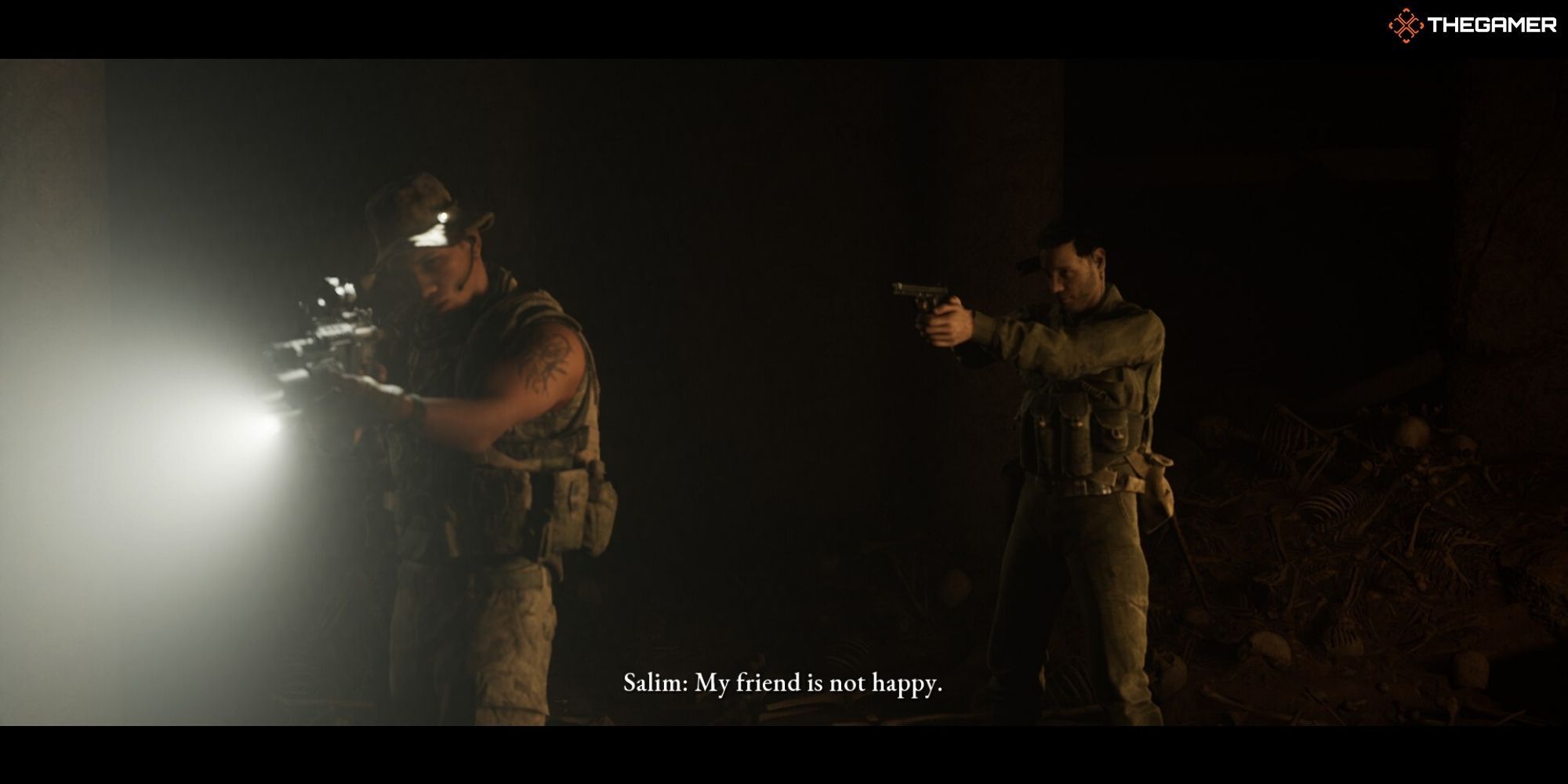 House of Ashes - The Assault - Salim pointing his gun at Nick