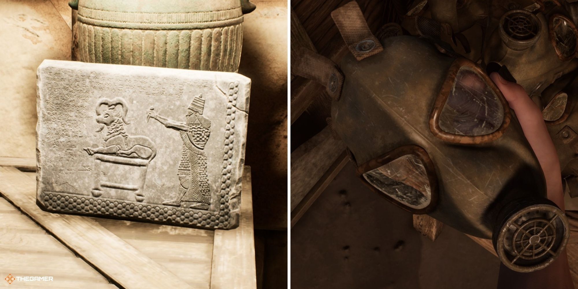 House of Ashes - The Raid - Staked Picture on left, Gas Masks on right