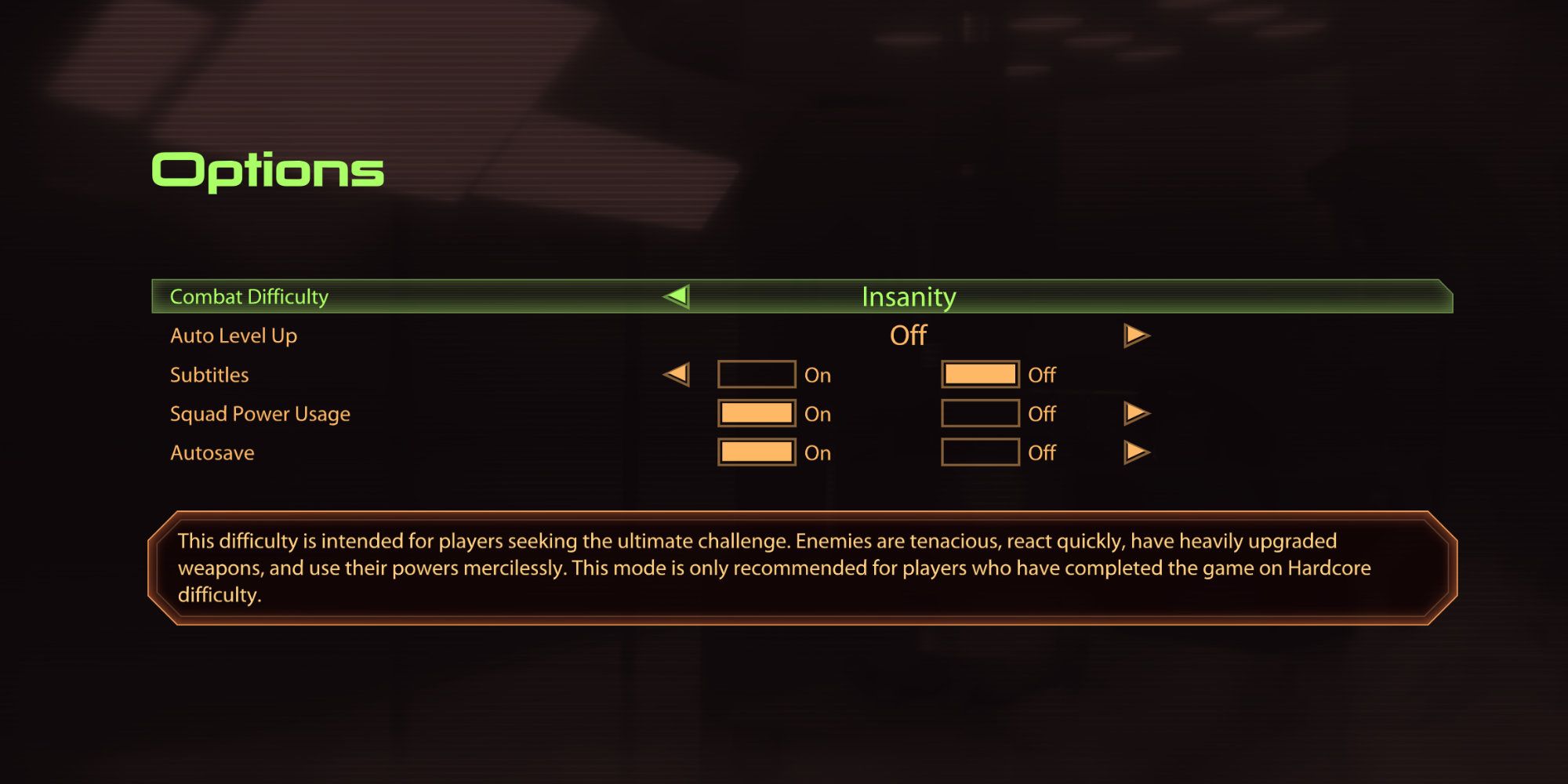 Insanity Difficulty in Mass Effect