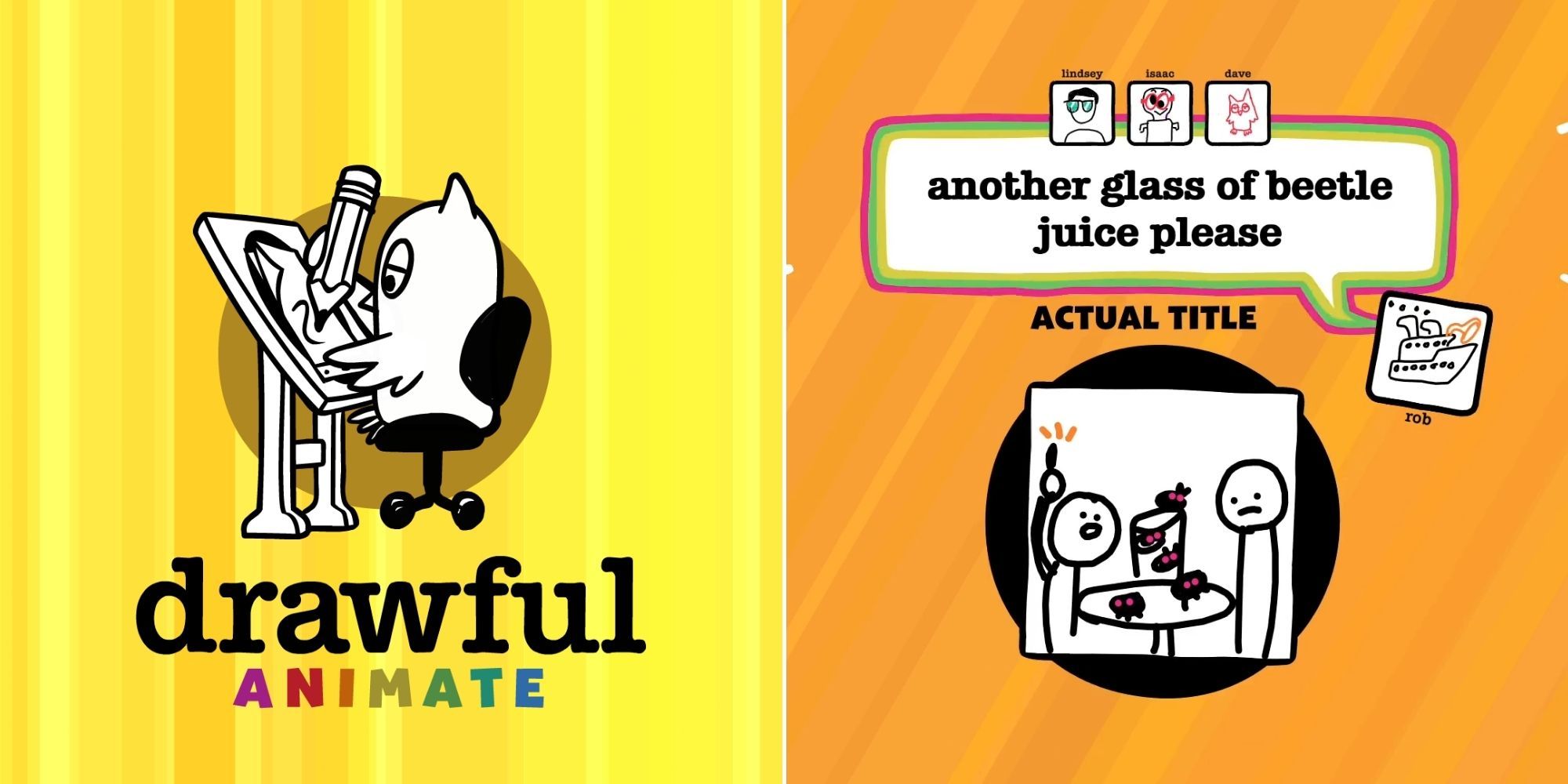 Jackbox Party Pack 8 - Drawful Animate logo and a round of play