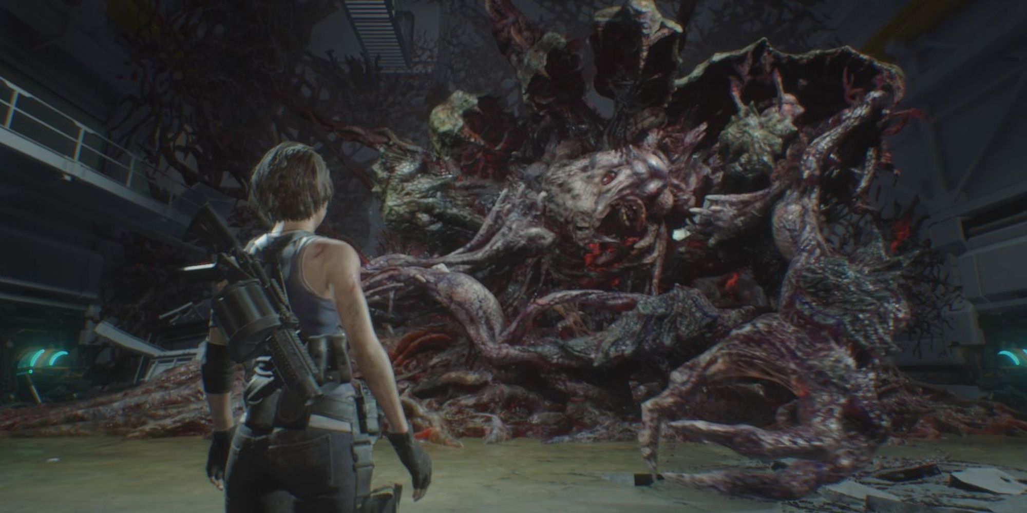 Jill fighting the Nemesis' Final Form Resident Evil 3 Cropped