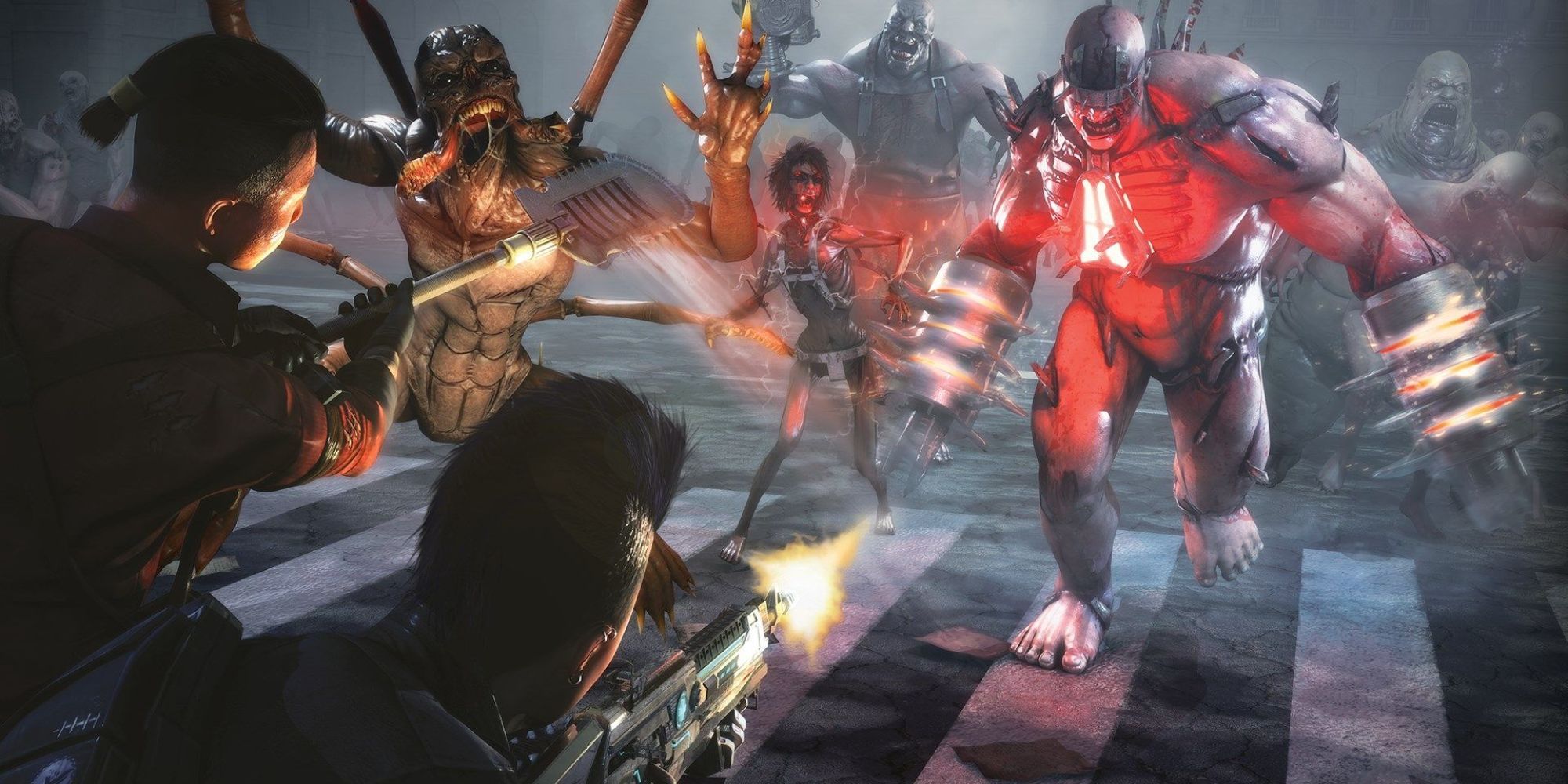 Killing Floor 2 gameplay with two characters fighting mutants and zombies