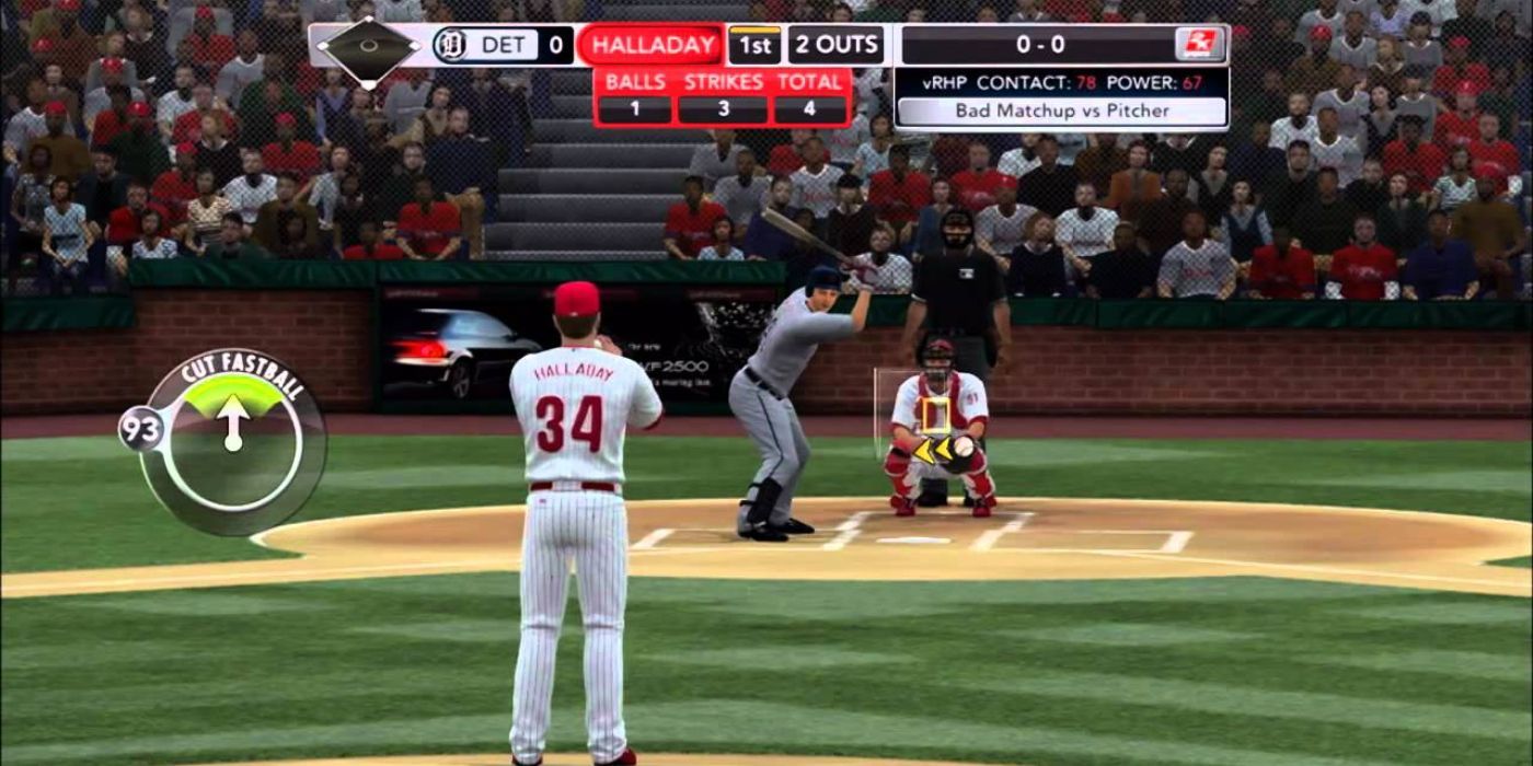 Roy Halladay of the Phillies prepares to throw a pitch in MLB 2k11
