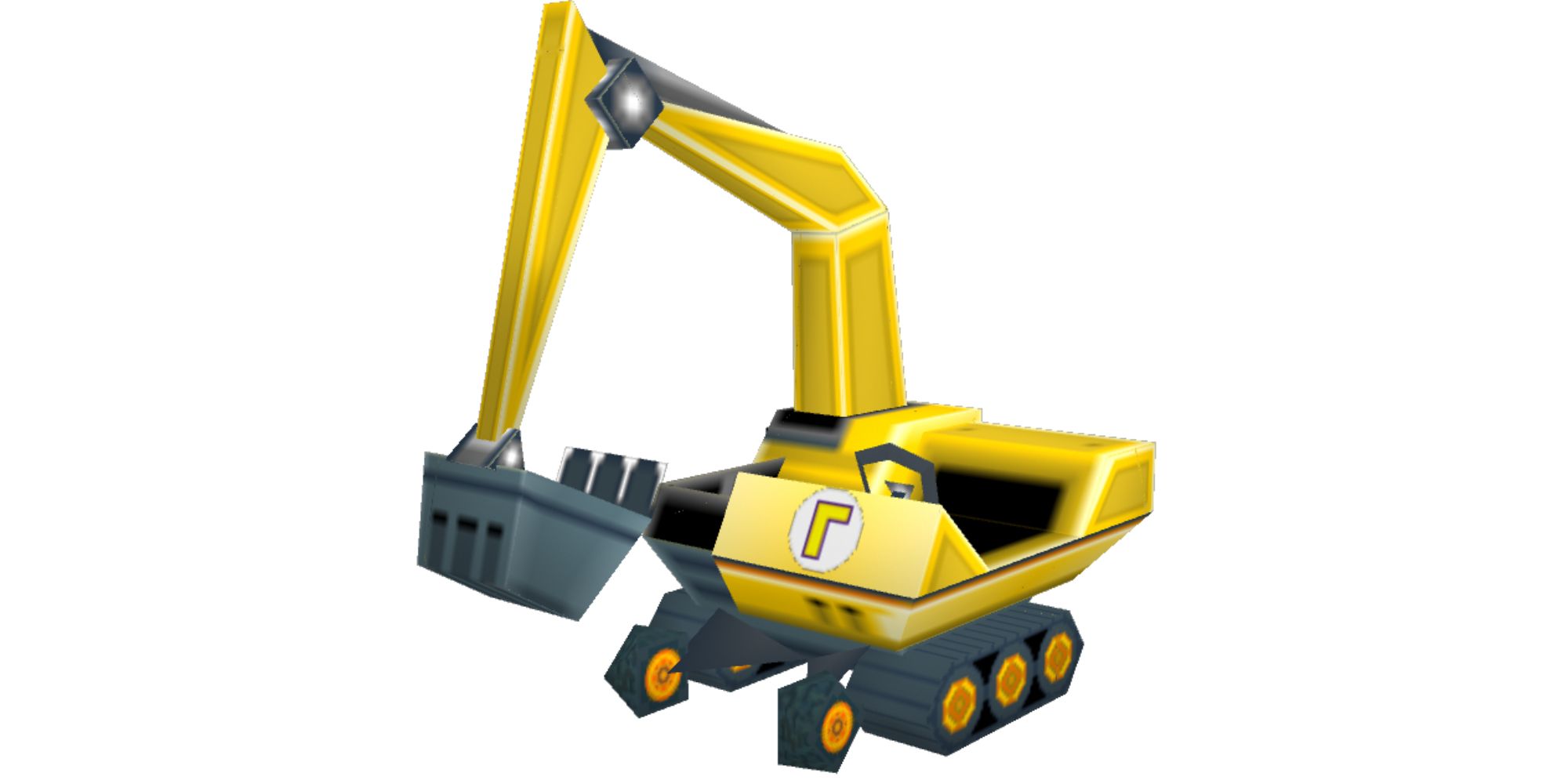 Mario Kart Vehicle Designs an empty Gold Mantis kart with its digger tucked in against a white backdrop