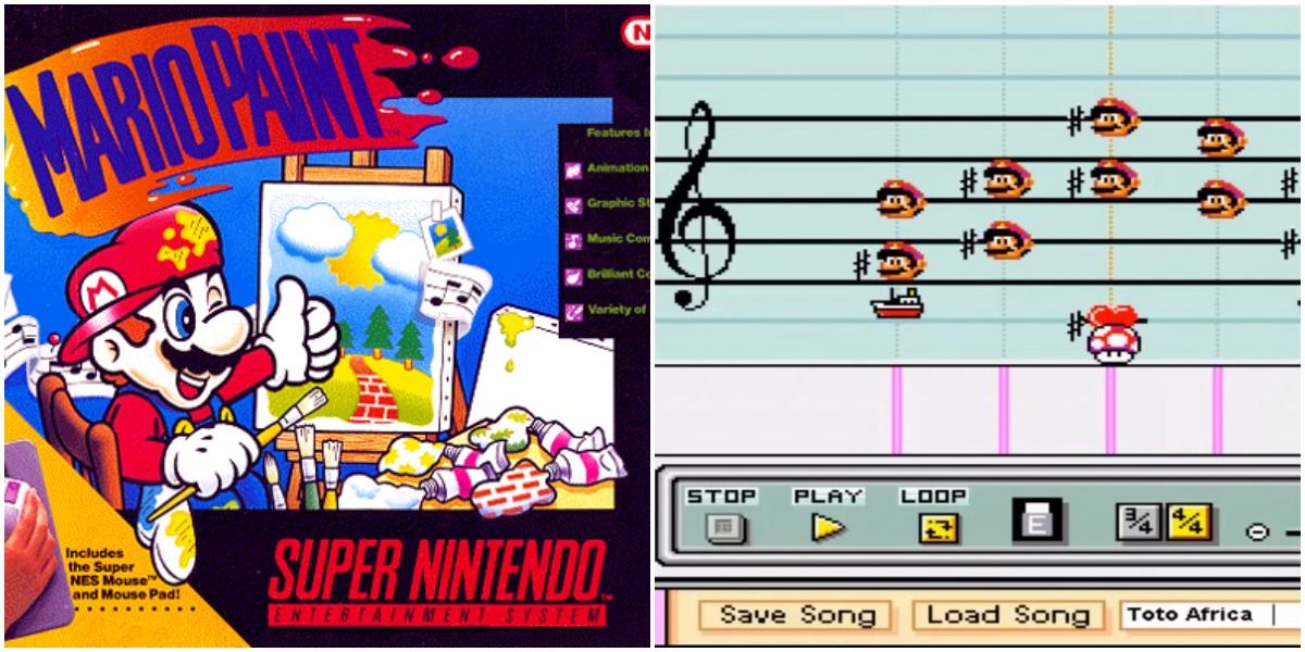 Nintendo Mario Paint cover art and music maker