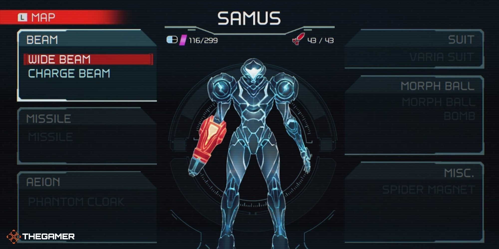 Metroid Dread - Samus suit upgrades menu