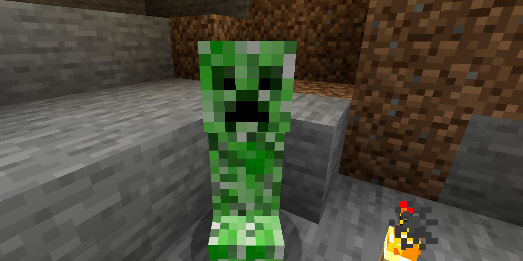Minecraft Screenshot Of Creeper In Cave
