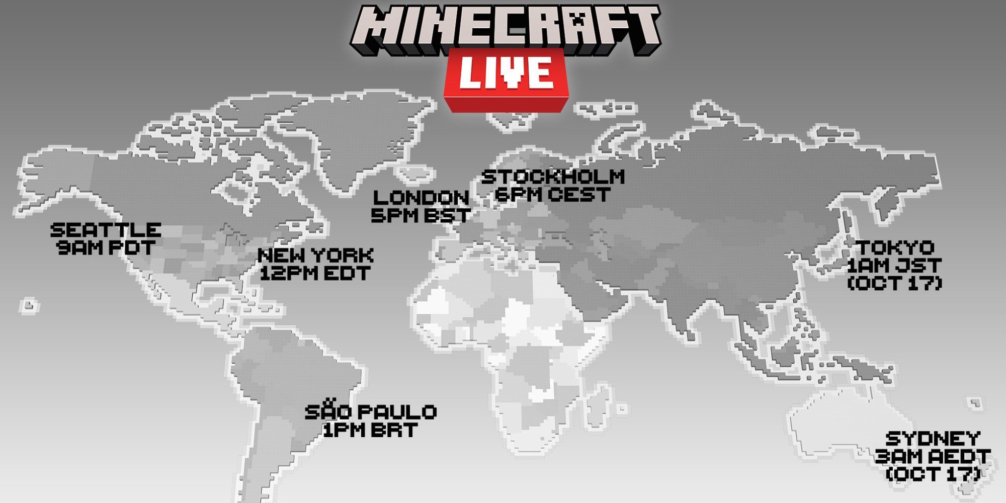 Minecraft Live timezone start times on a map