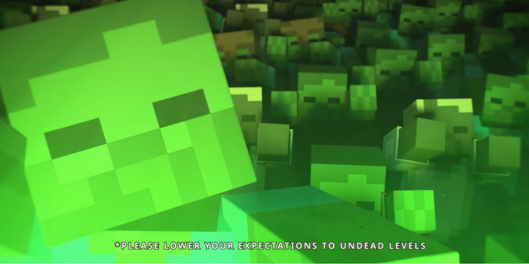 Minecraft live crowd of zombies saying please lower your expectations to undead levels