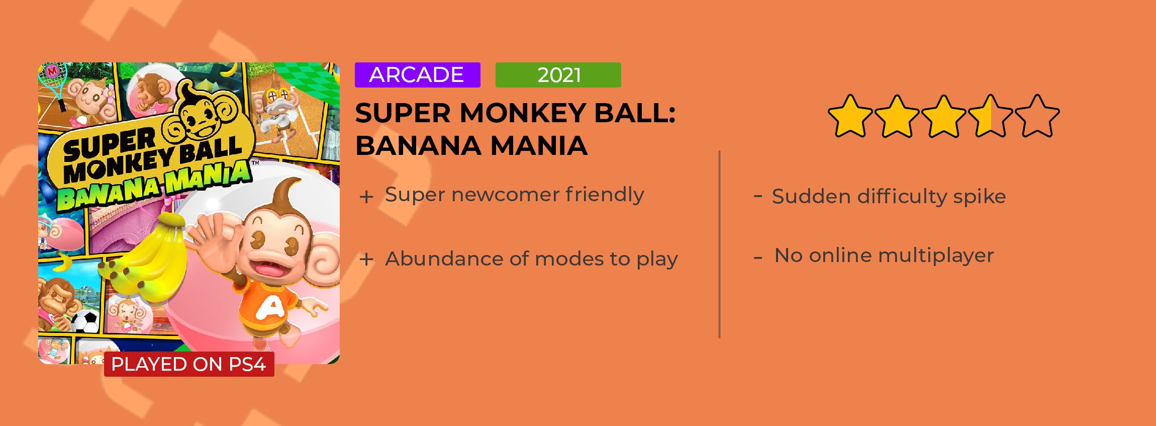 Monkey Ball Review Card