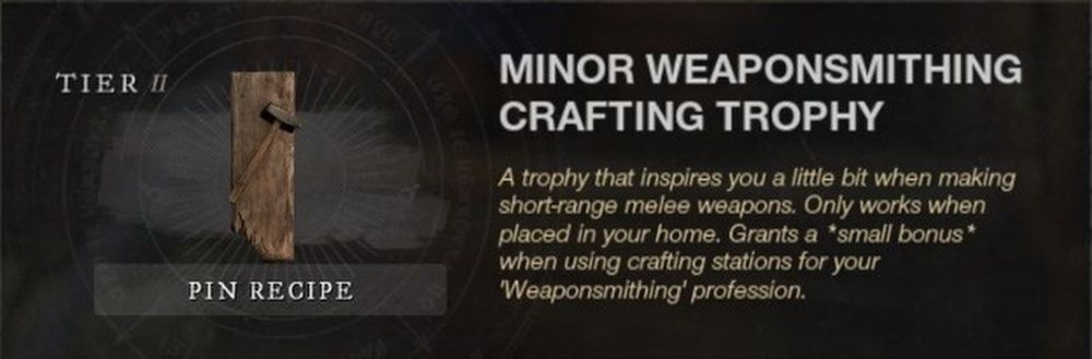 New World Weaponsmithing Crafting Trophy