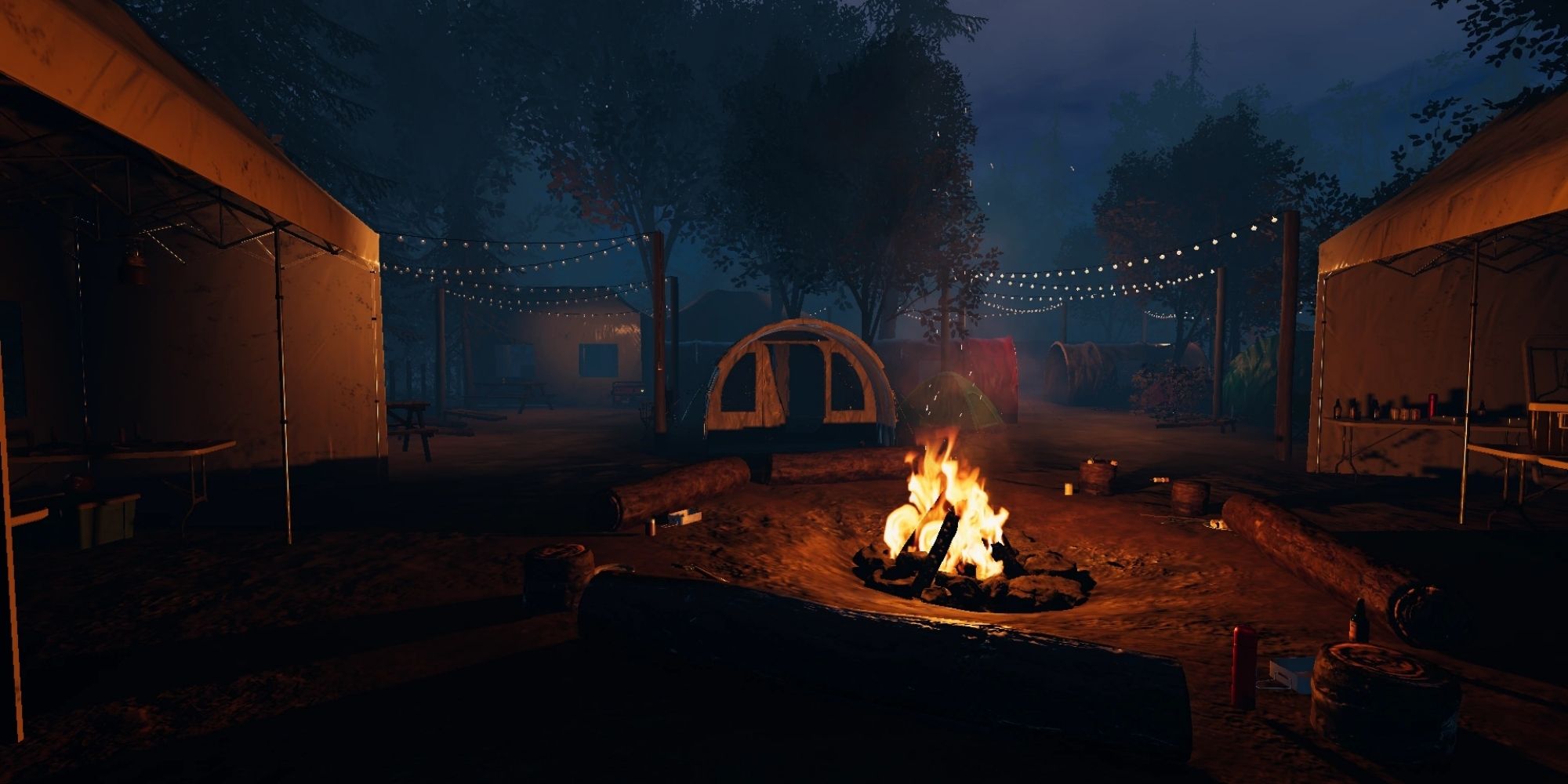 Maple Lodge Campsite map with lit bonfire