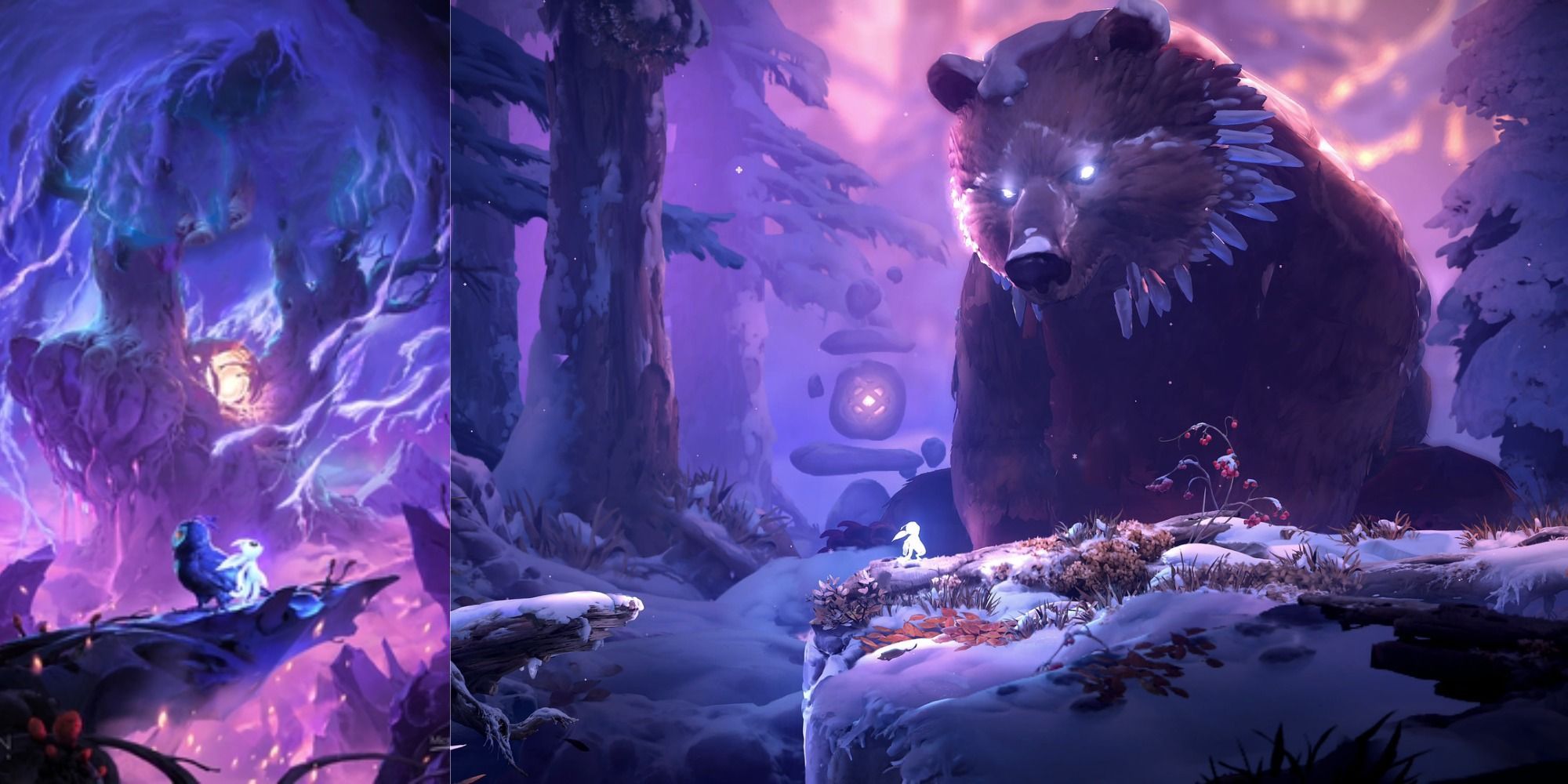 Ori And The Will of the Wisps - Ori Staring At A Giant Bear Statue