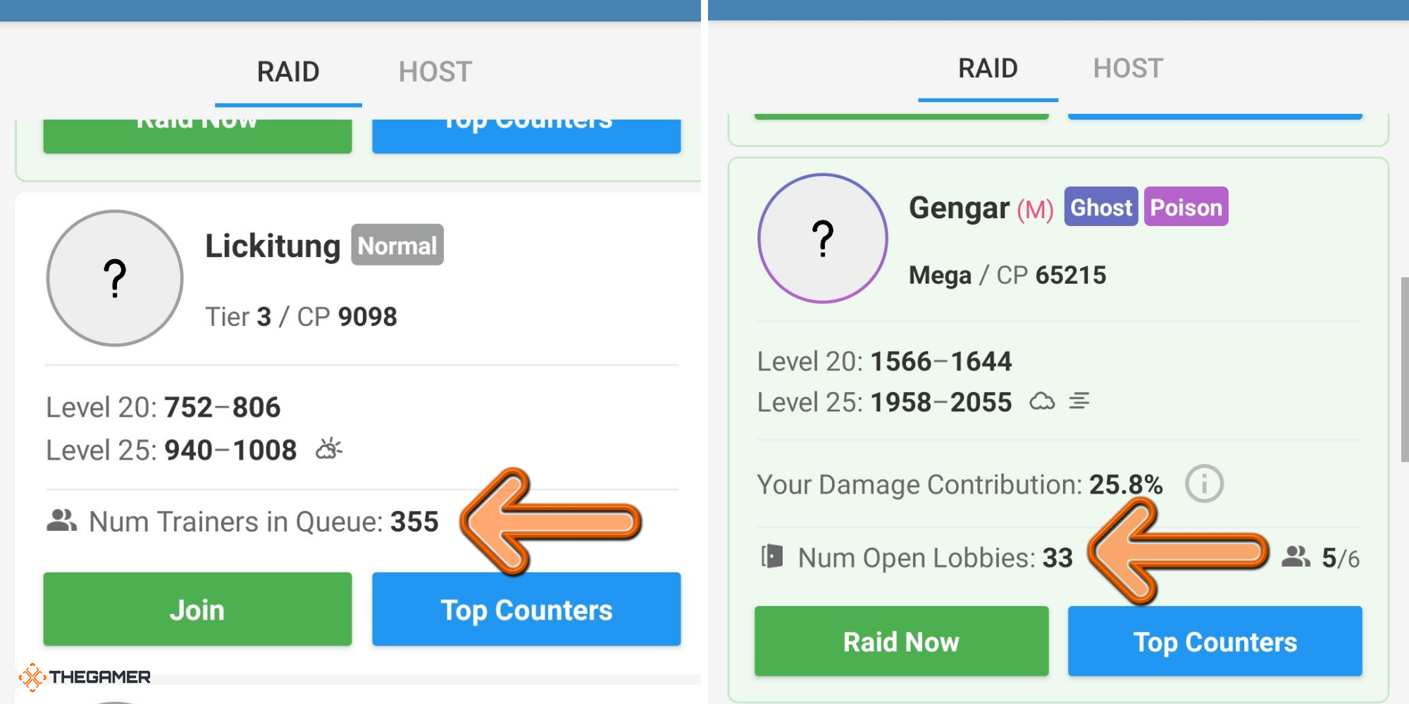 Pokemon GO PokeGenie app screenshots of available raids