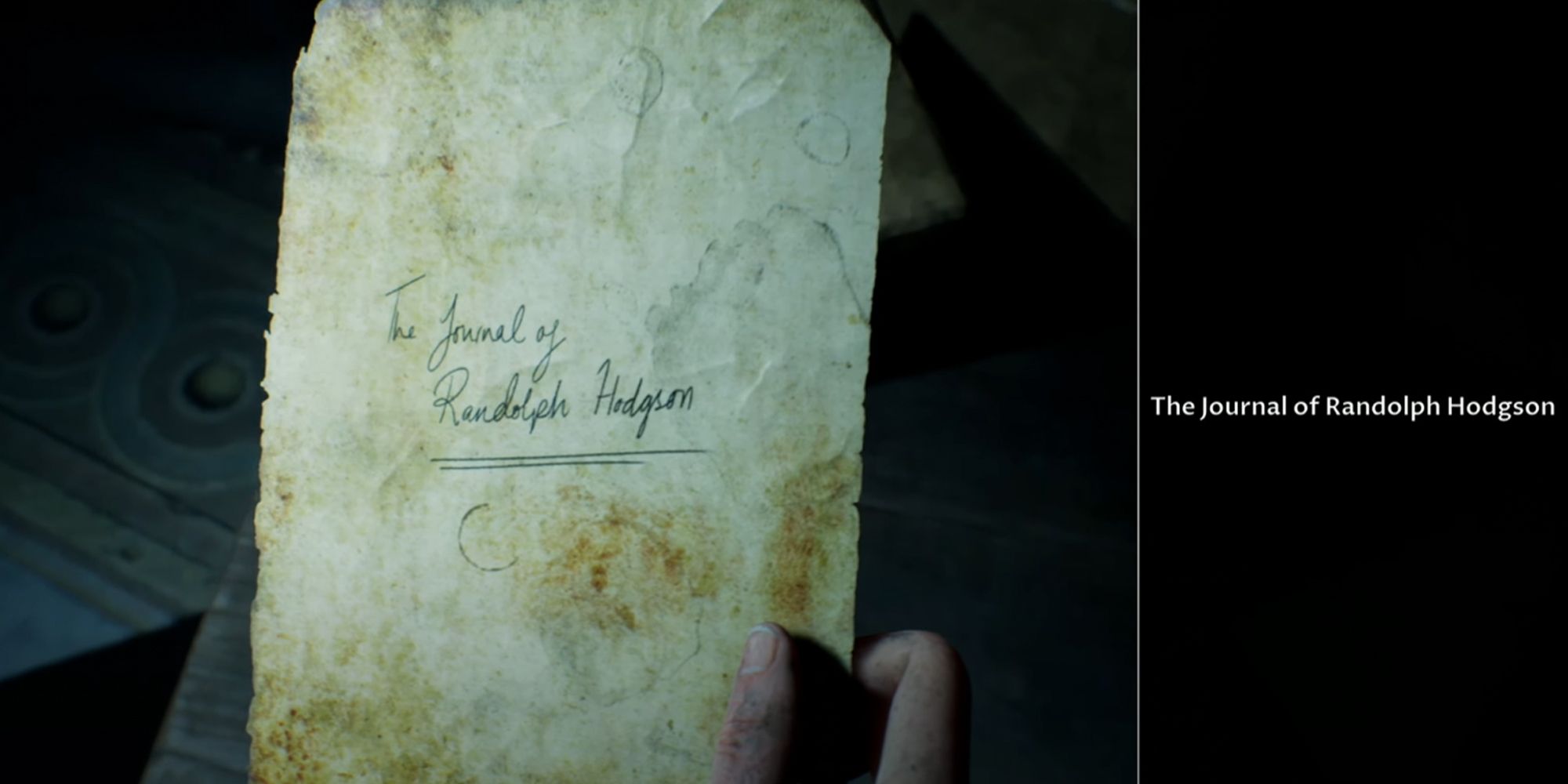 House Of Ashes. Note on screen that is an excerpt from Randolph's journal.