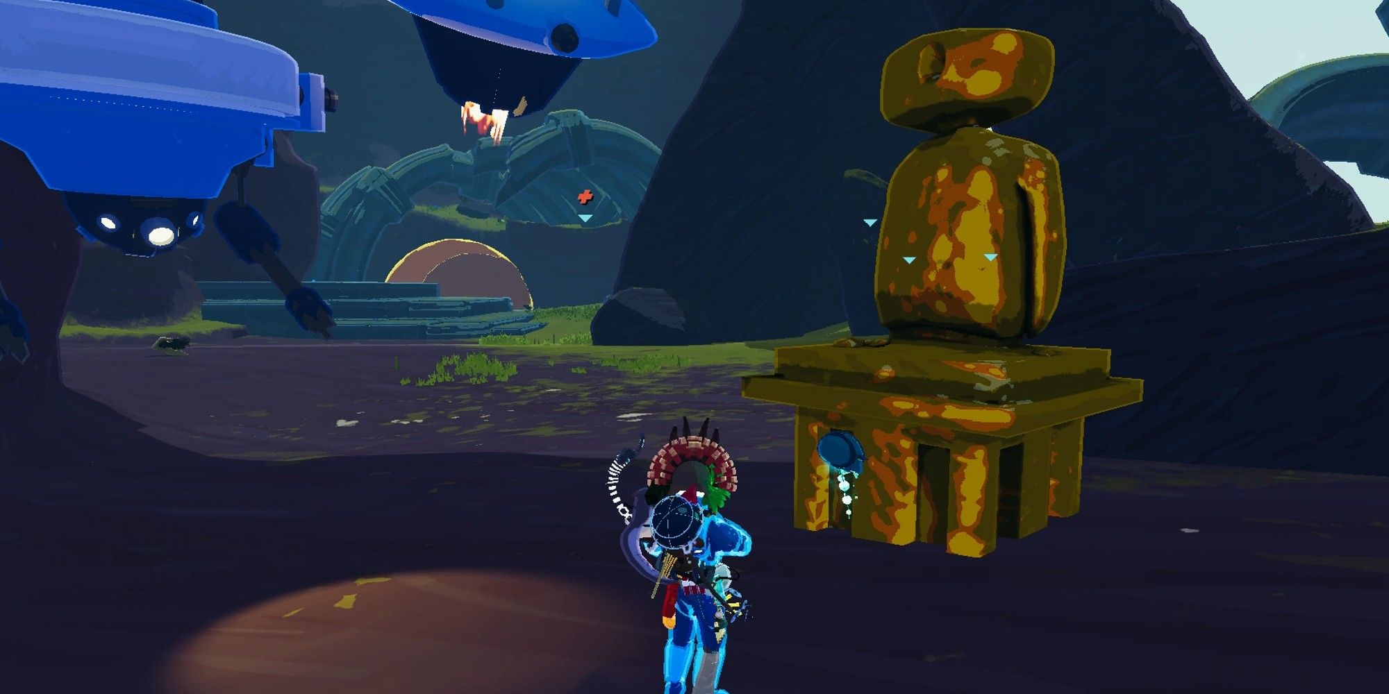 player standing next to altar of gold