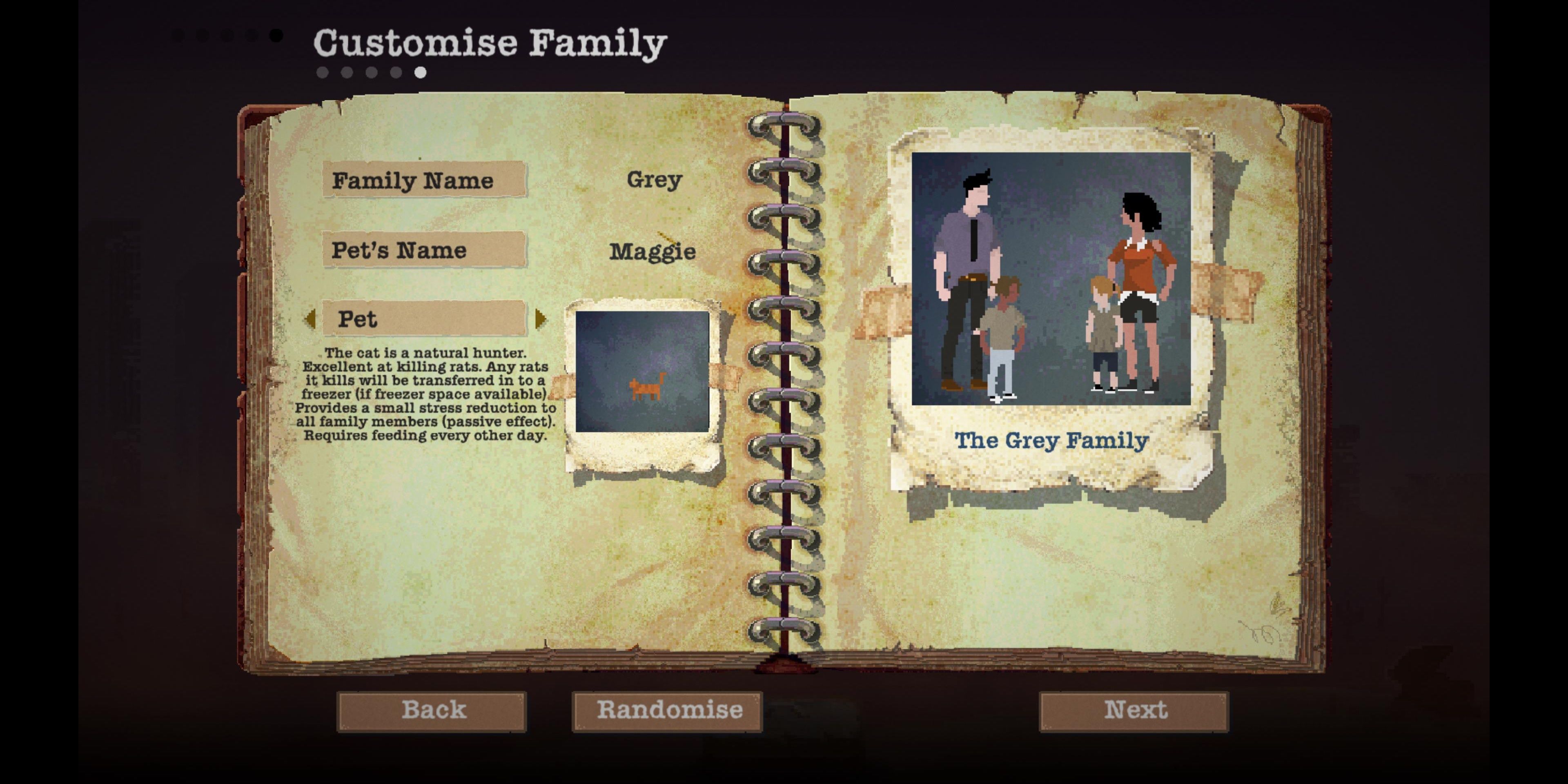 The full description of a family with a cat in Sheltered.