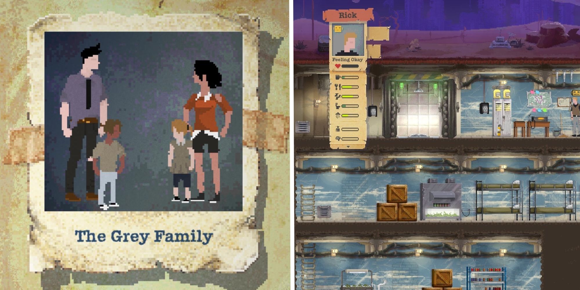 A complete family next to a complete shelter in Sheltered.