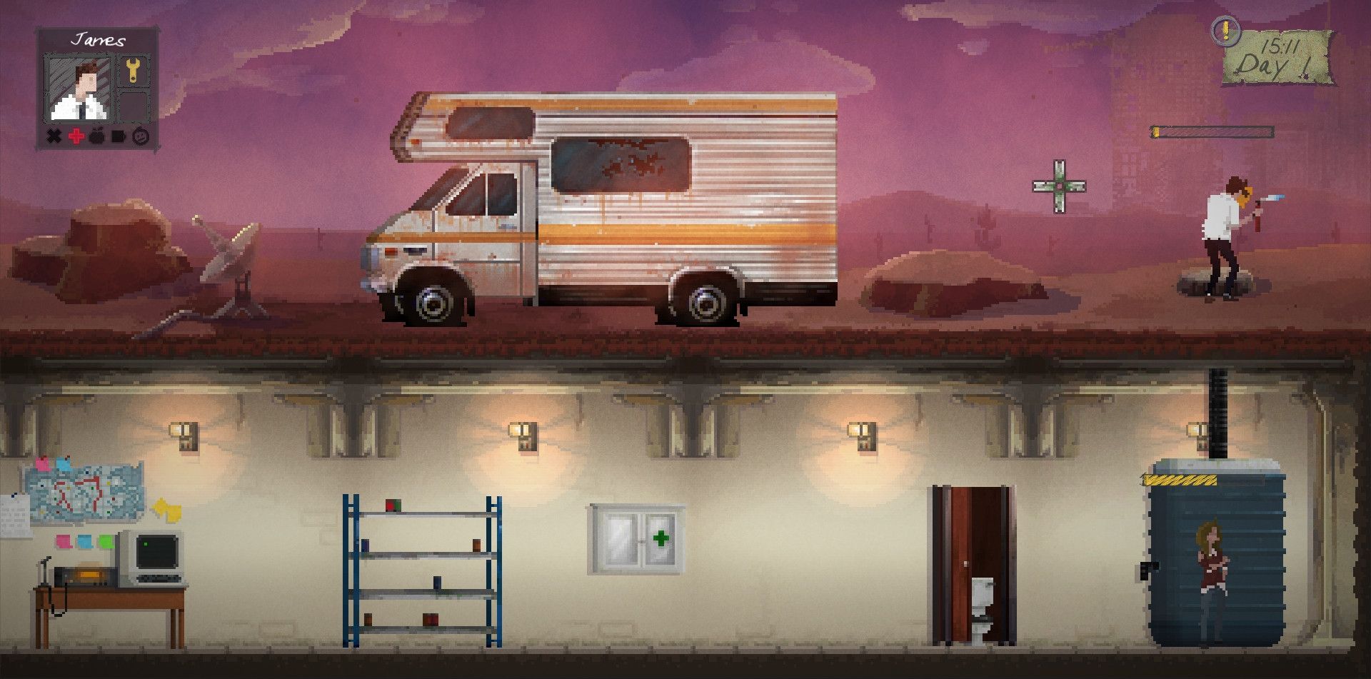 The outside of a shelter in Sheltered. 