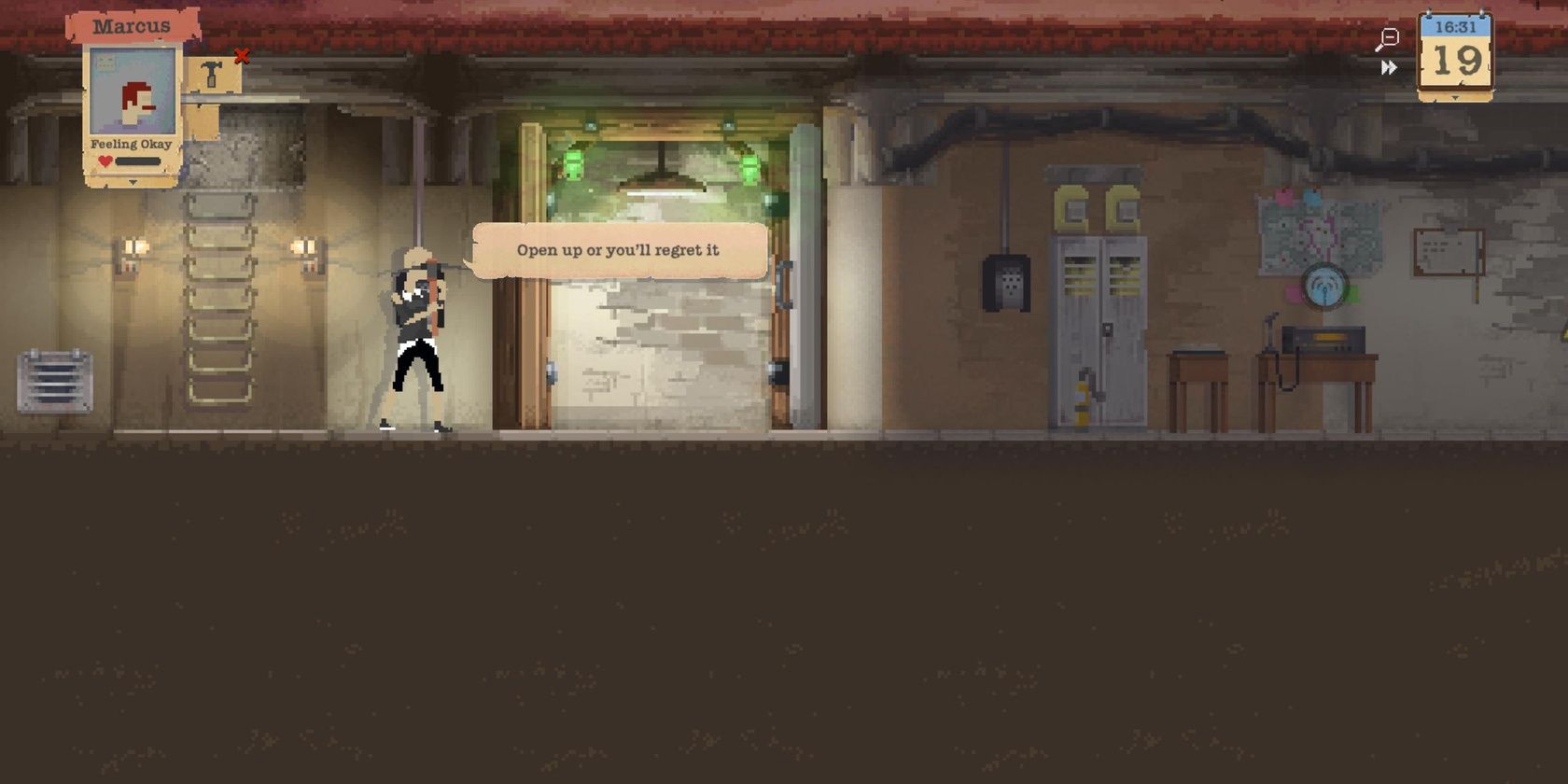 A raider approaching the shelter in Sheltered.