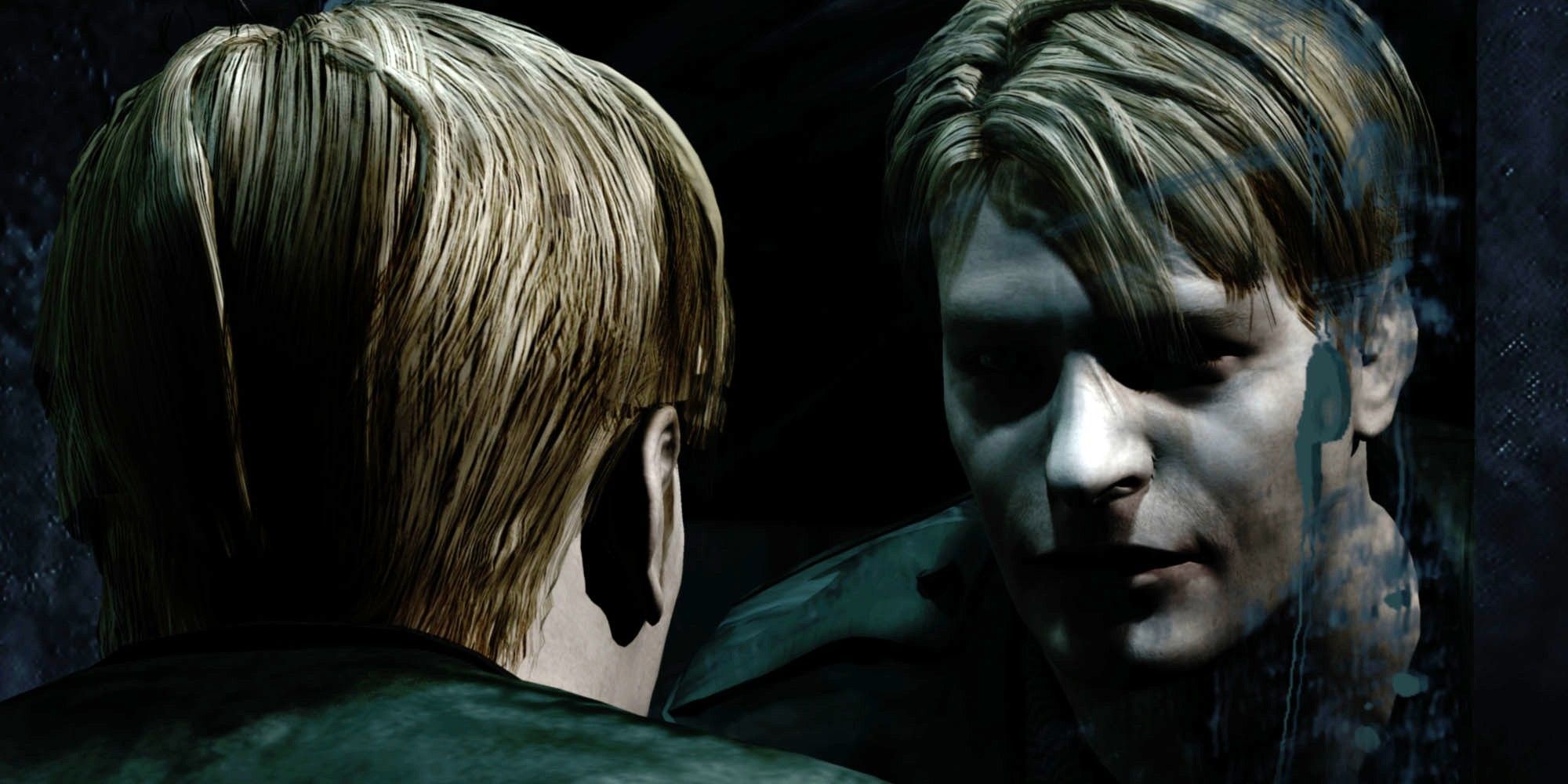 James Sunderland looking in the mirror in Silent Hill 2