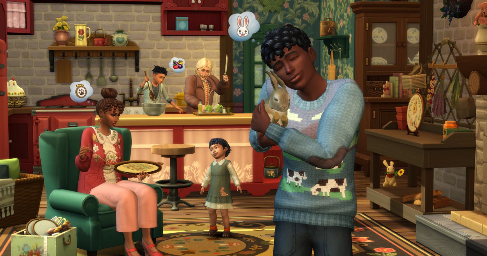 Sims 4 cottage living family time inside