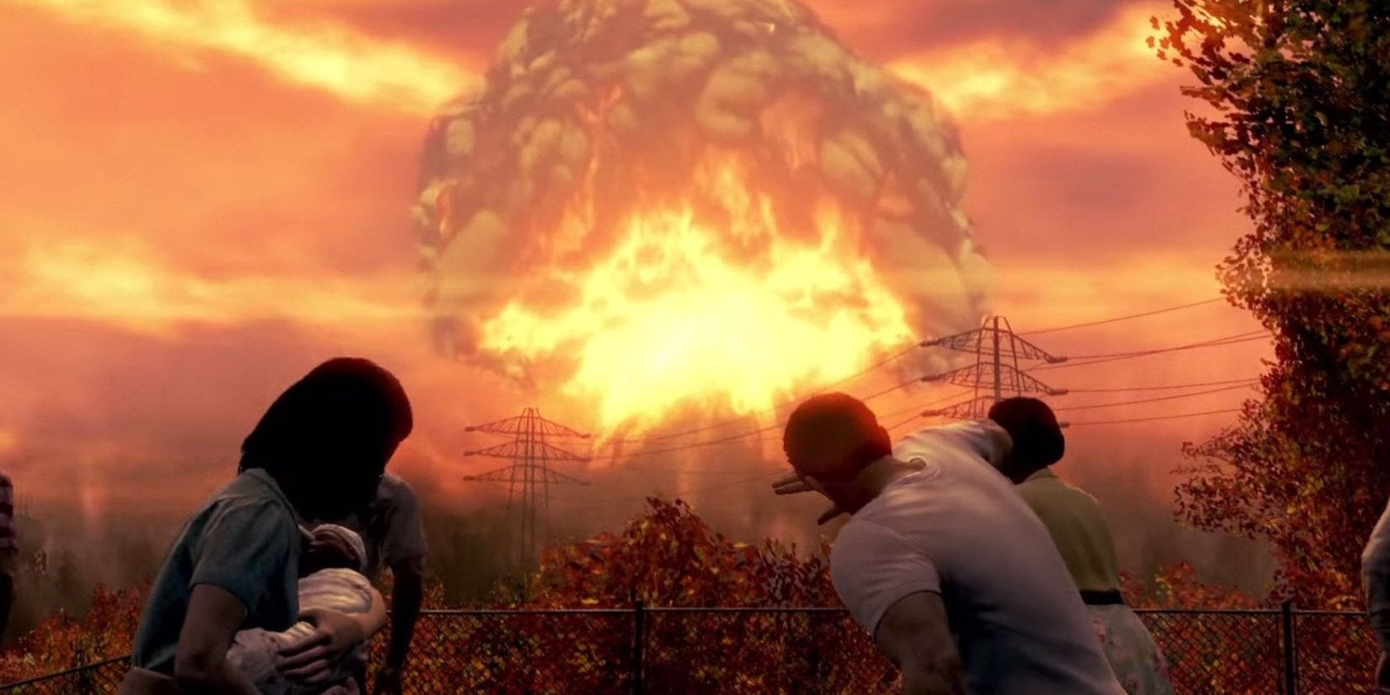 screenshot from fallout 4 intro when the bombs drop