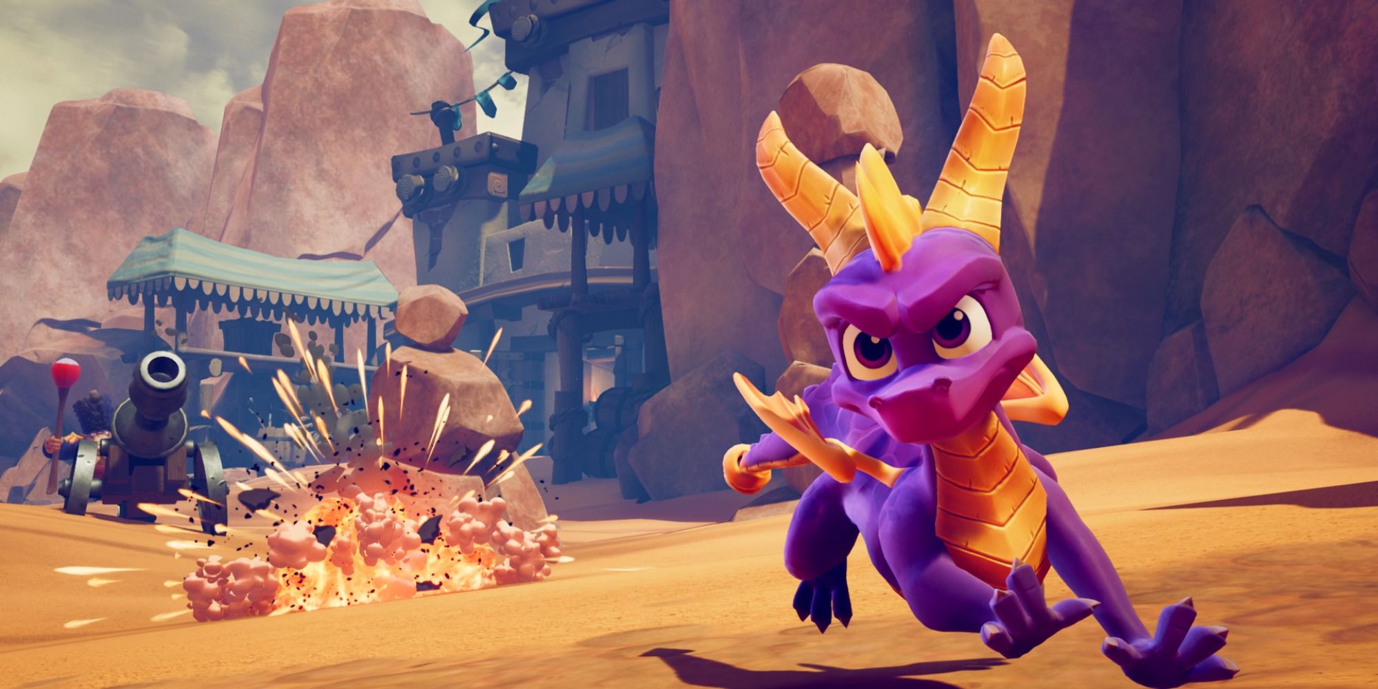 Spyro running from an explosion