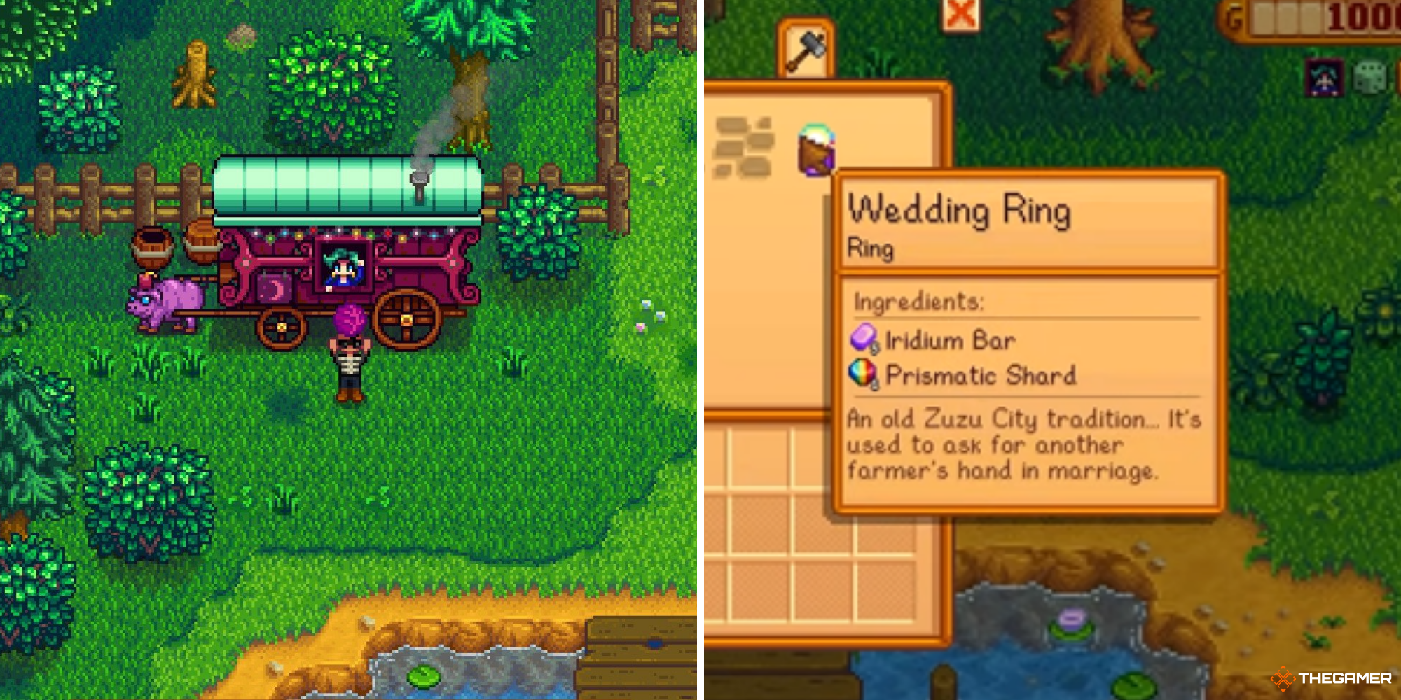 Stardew Valley  - Traveling Merchant on left, Wedding Ring recipe on right (1)