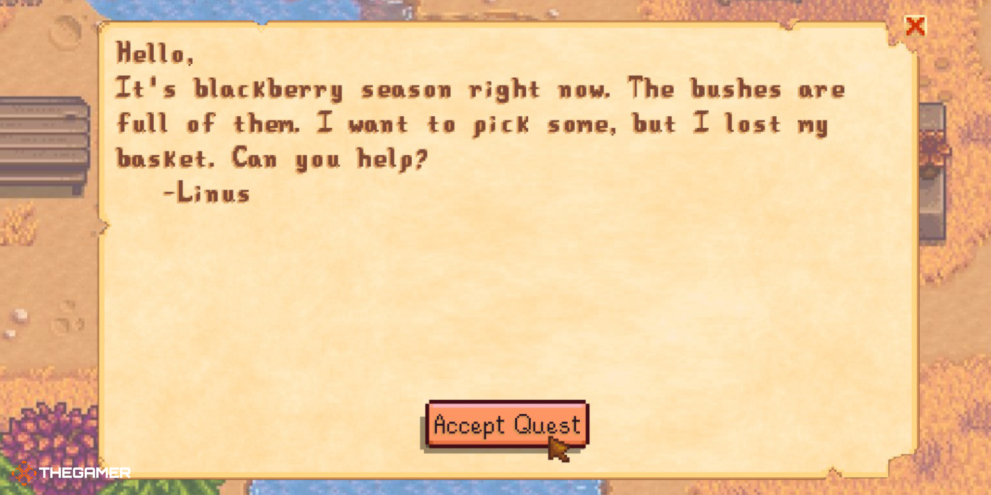 Stardew Valley - Letter From Linus About His Blackberry Basket