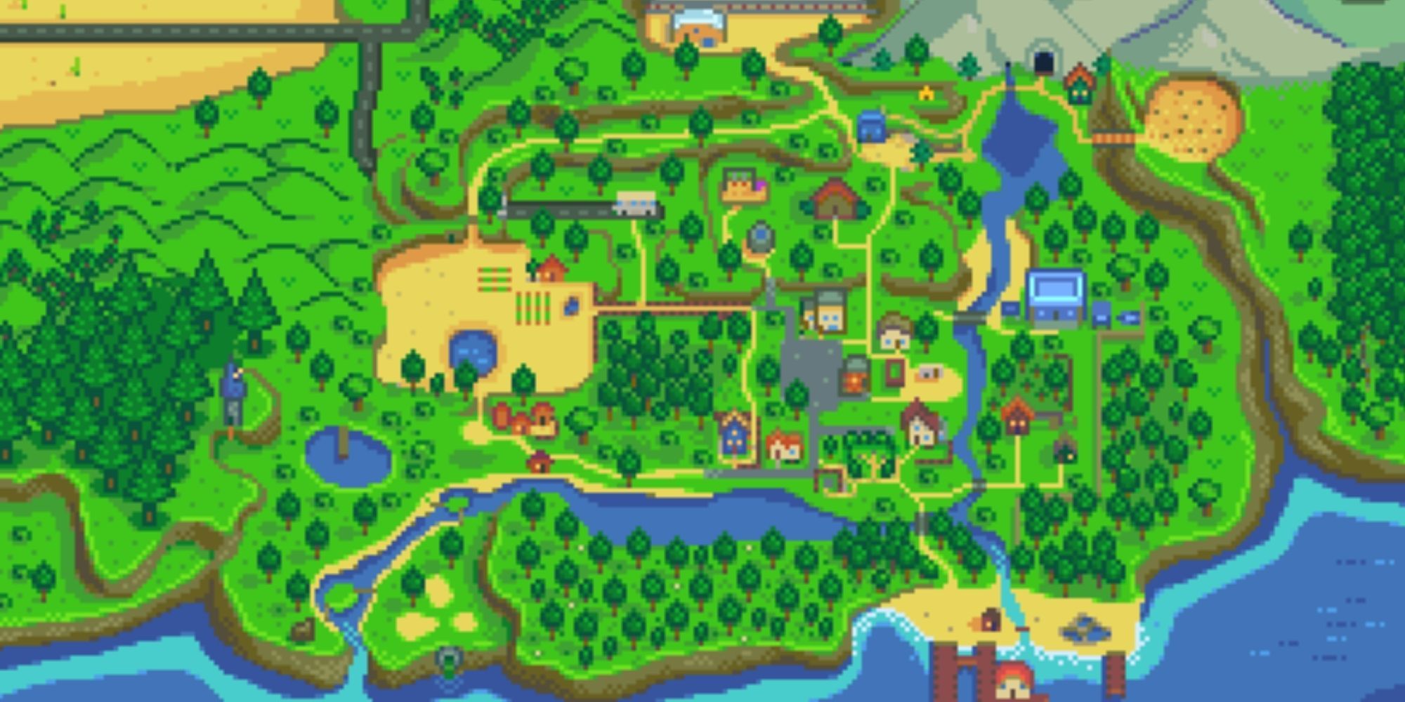 The town map in Stardew Valley