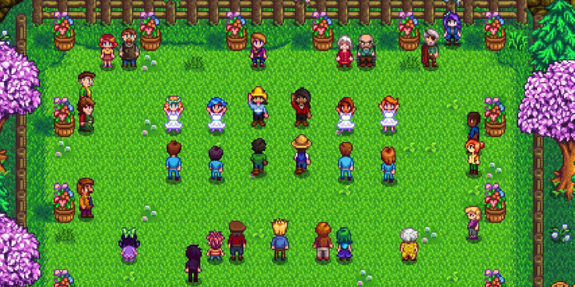 villagers at flower dance