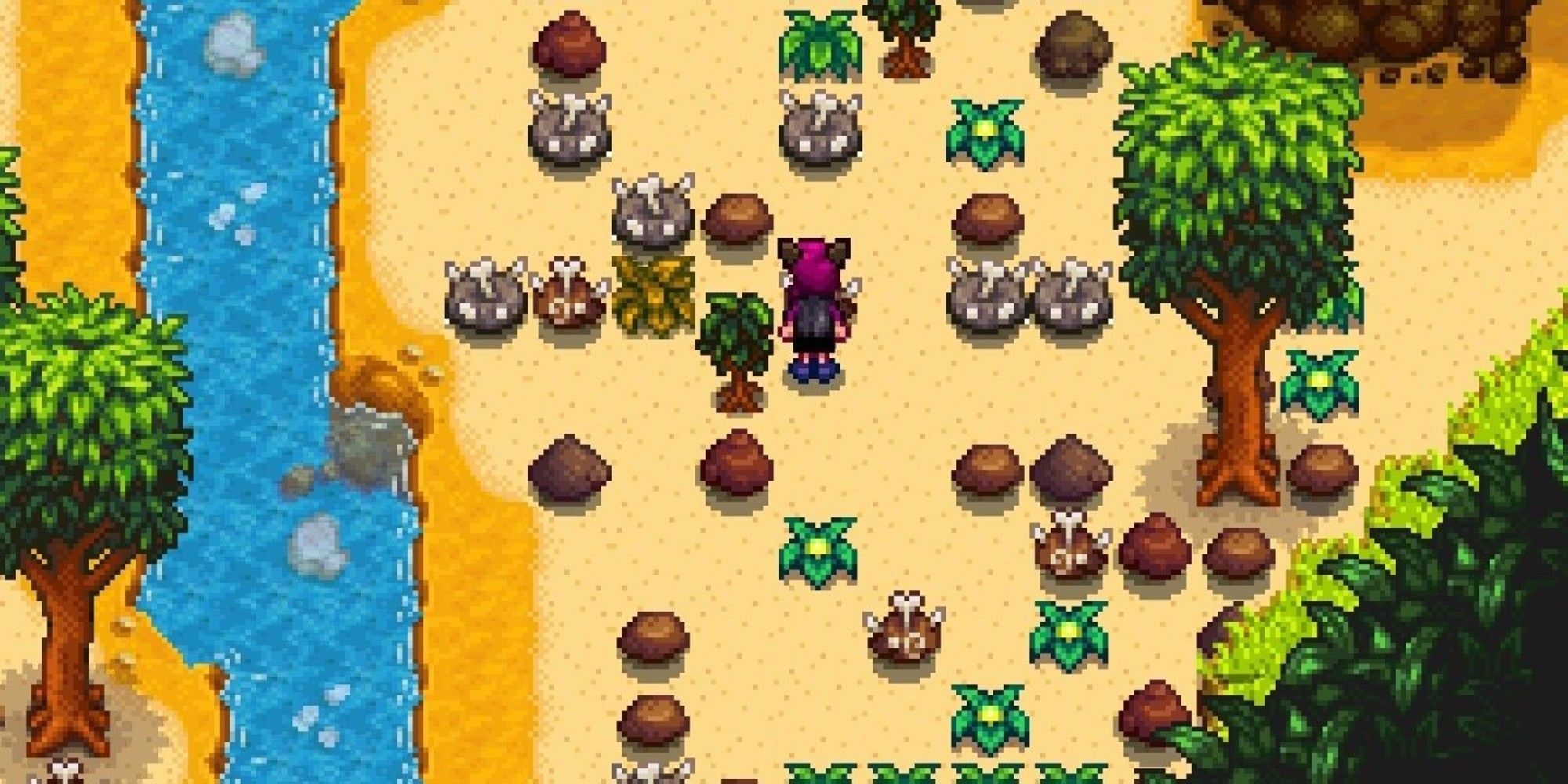 player standing in dig site surrounded by bone nodes