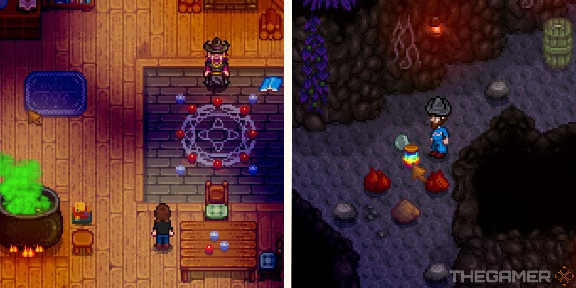 image of player in wizards hut next to image of player finding prismatic jelly