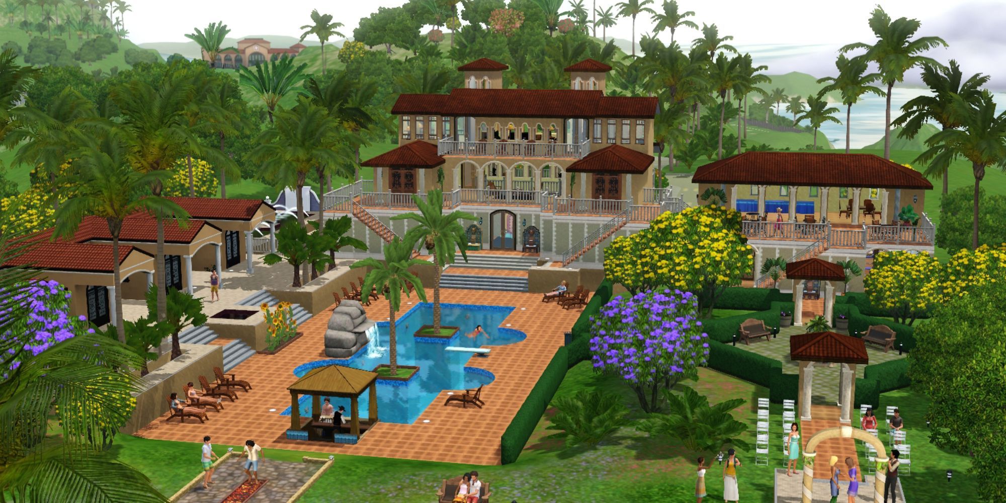 The Sims 3 Lot large house with a pool