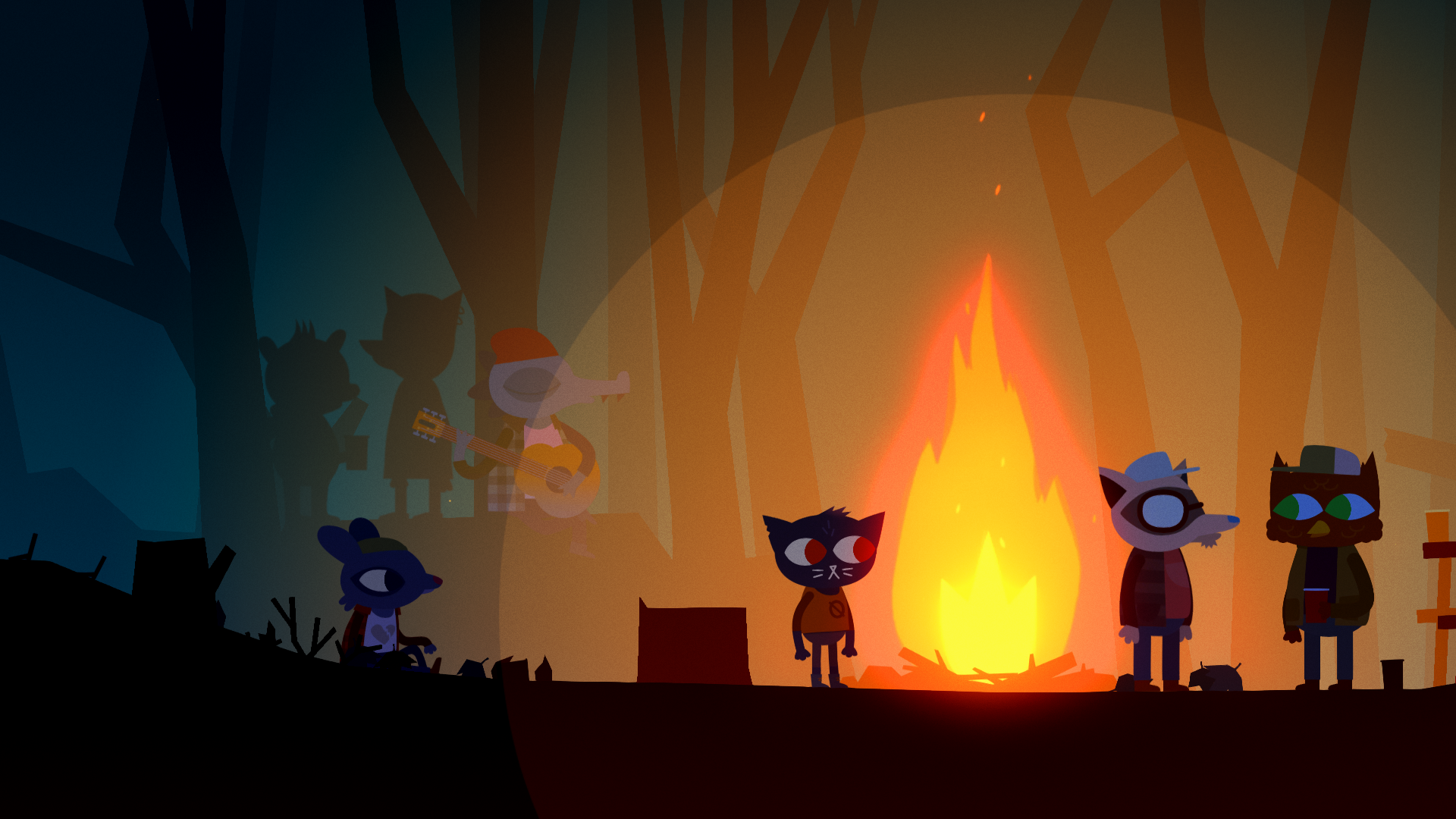 Night In The Woods official video game screenshoot Mae in middle of party  