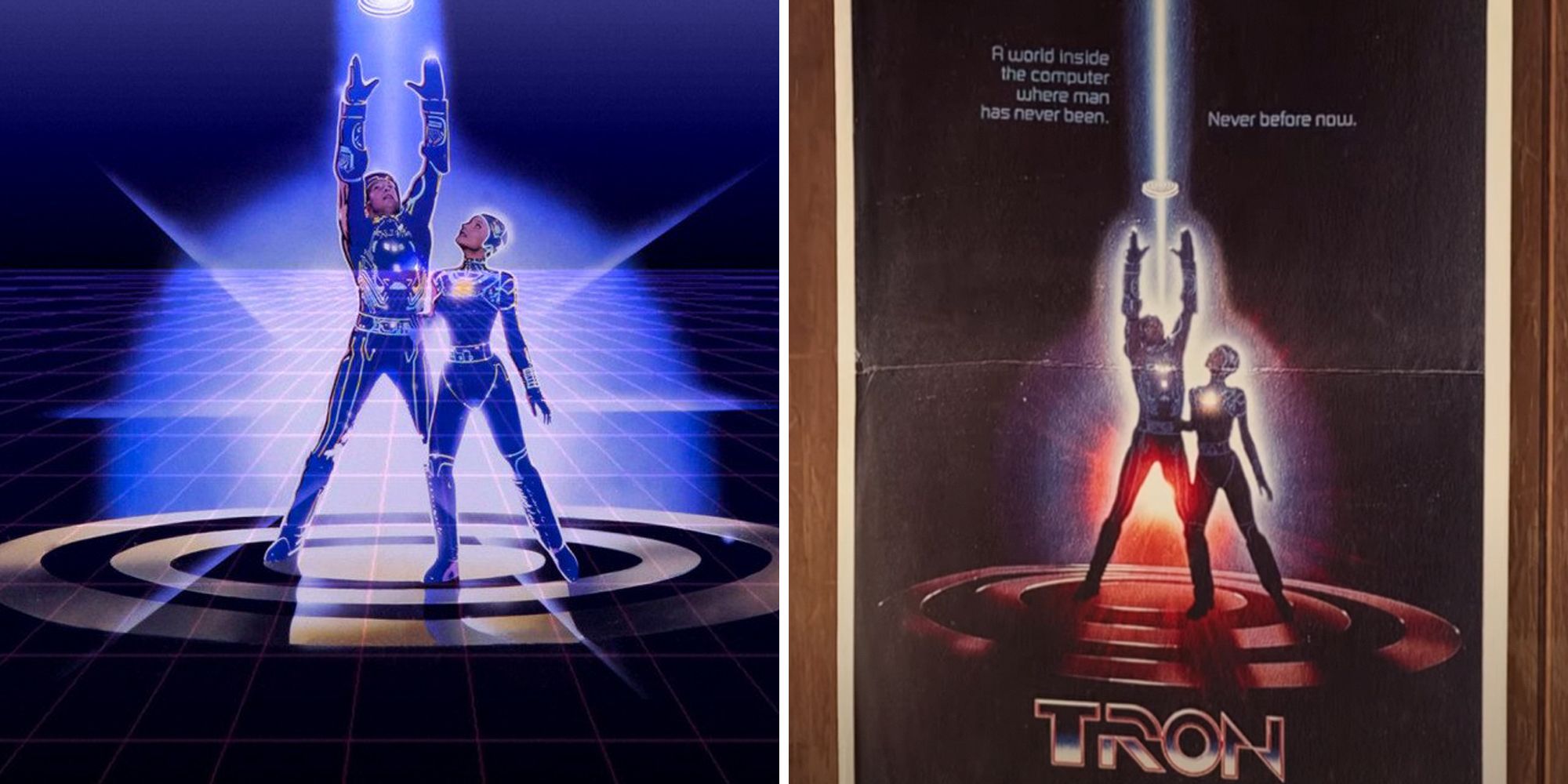 Marvel's Guardians Of The Galaxy. Split image. Tron movie on the left and Tron poster on the right.