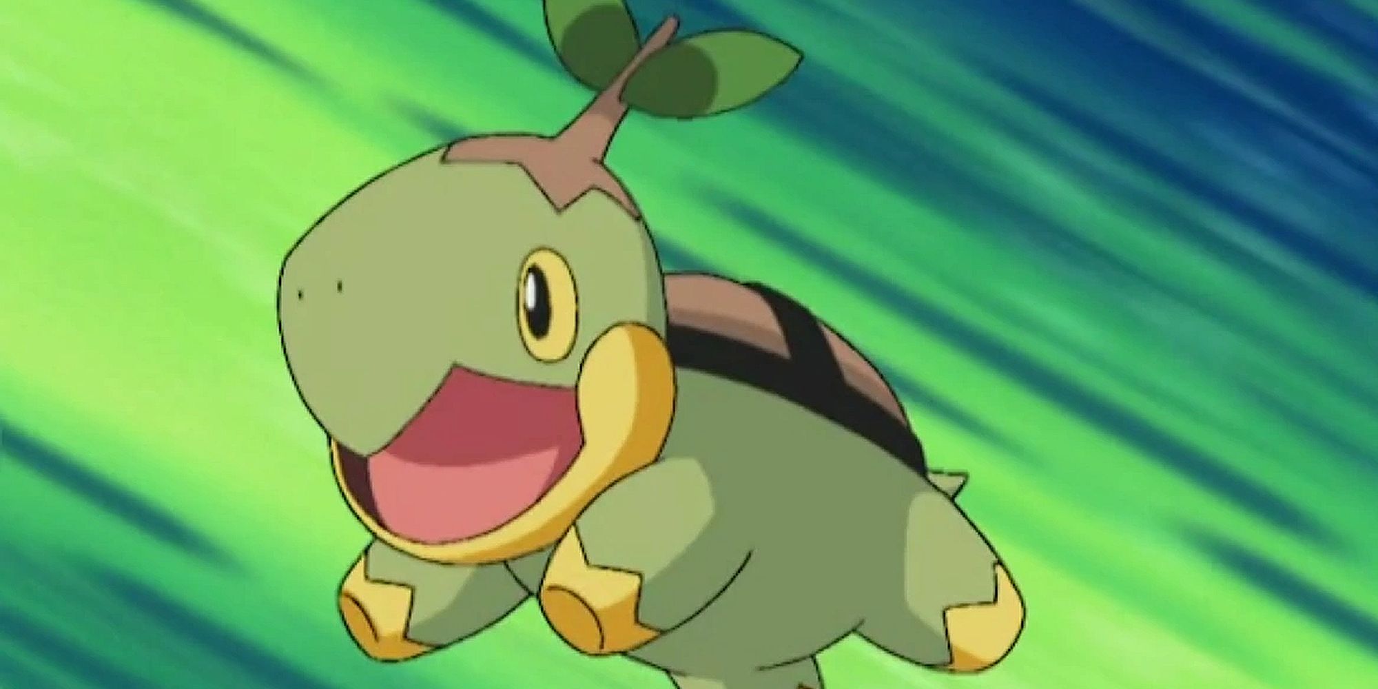 Turtwig از هوا جهش می کند.