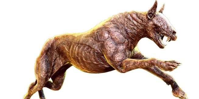A barghest from The Witcher 3 as it appears in the game journal