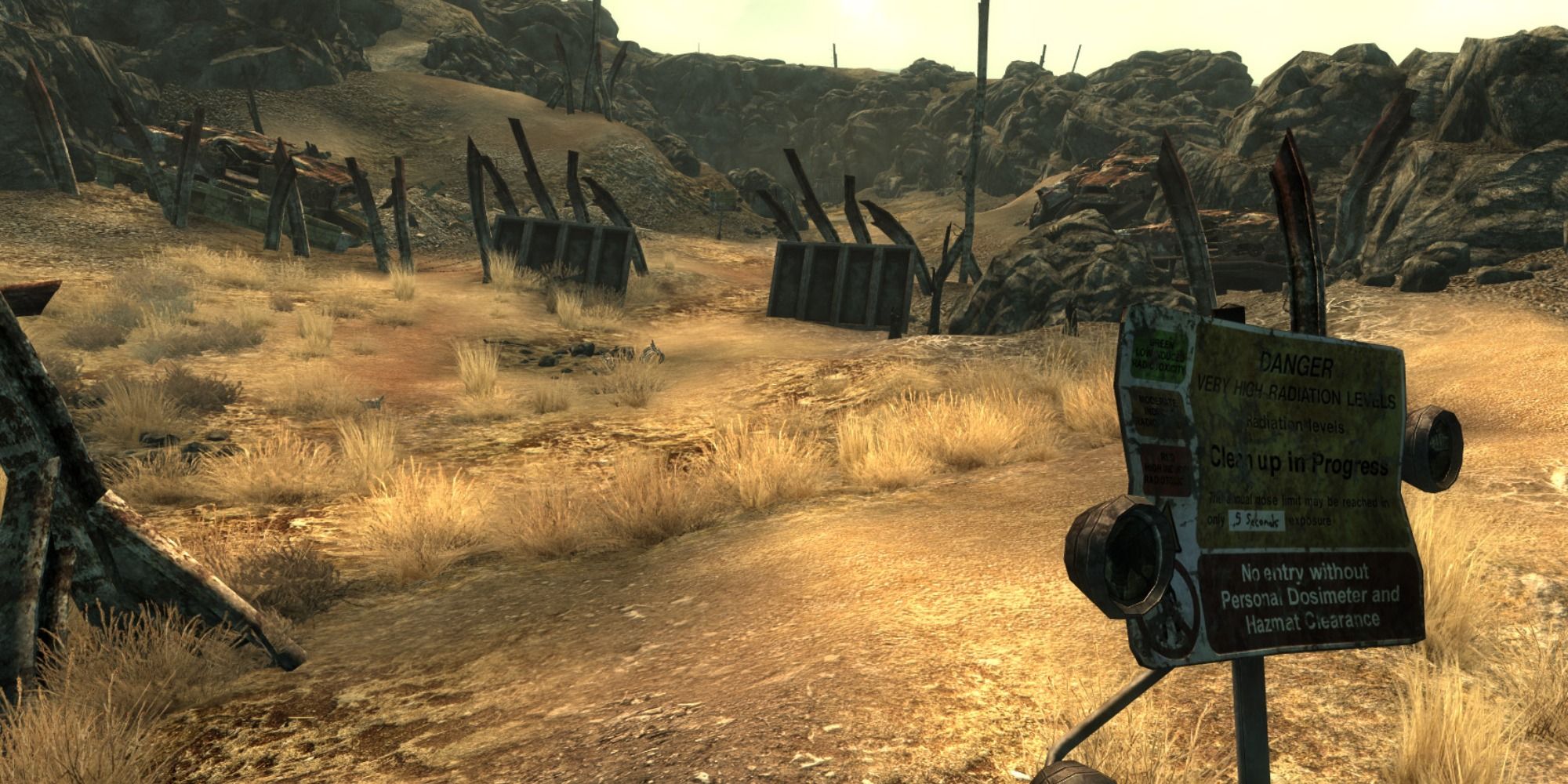 Vault 87 Entrance with warning sign and lead up to via Fallout 3