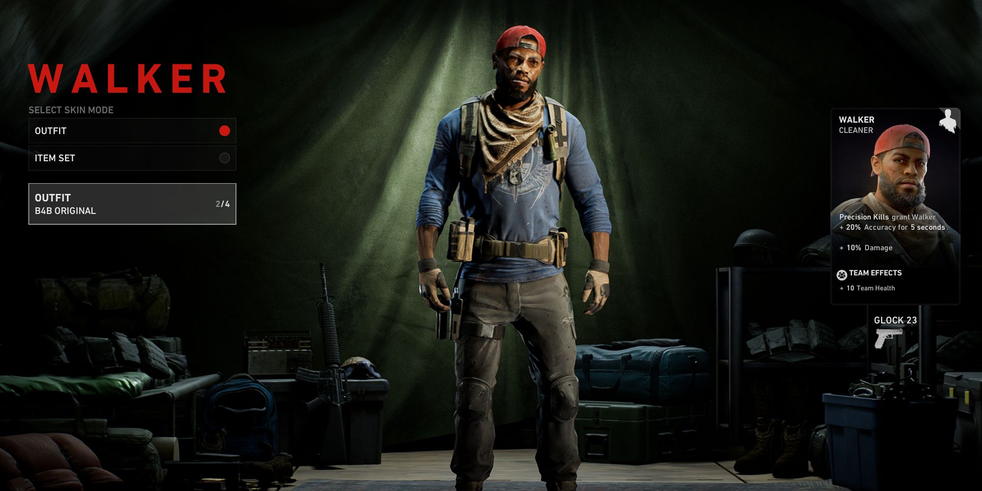 Back 4 Blood. Walker outfit selection screen.