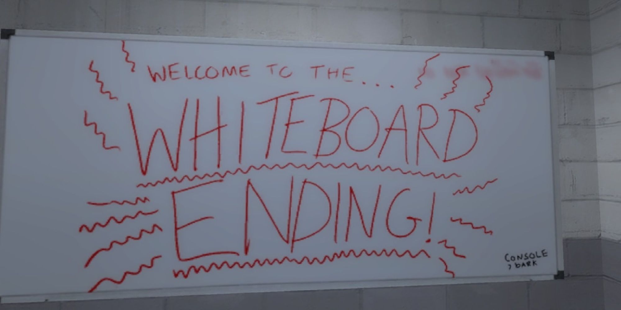 Whiteboard Ending Text Written On A Whiteboard In Stanley Parable